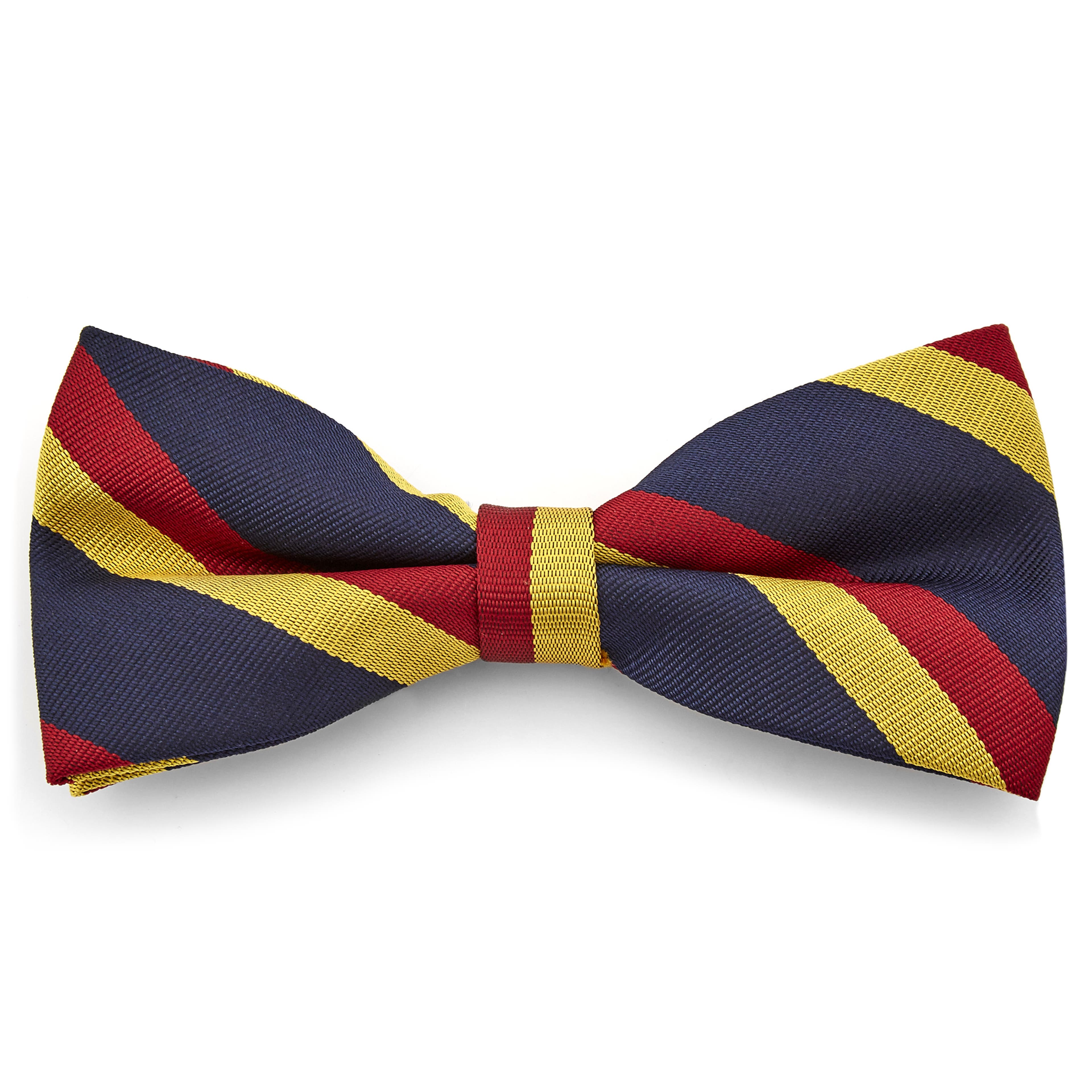 Blue, Red & Gold Striped Pre-Tied Bow Tie