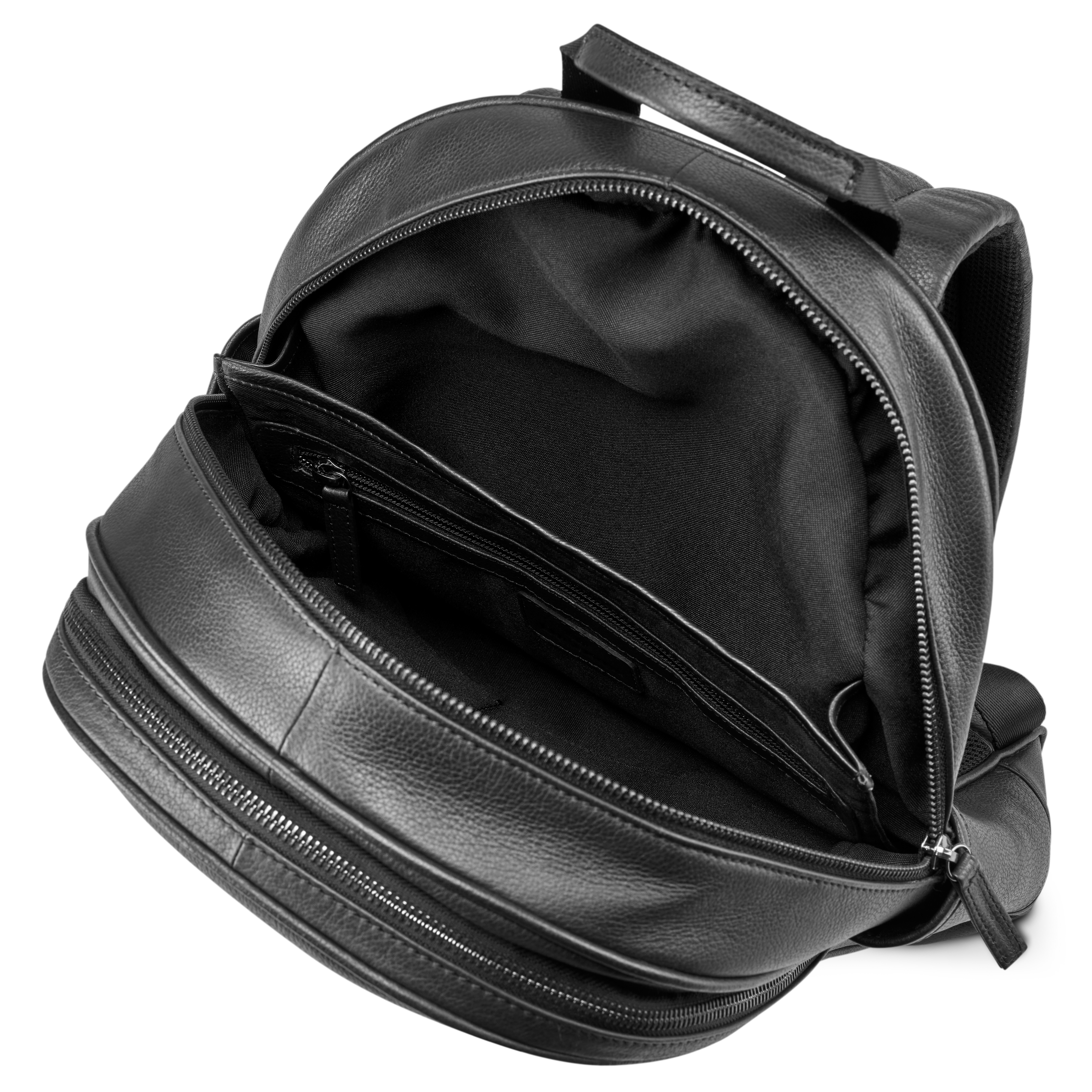 Small Black Full-Grain Leather Laptop Backpack - 4