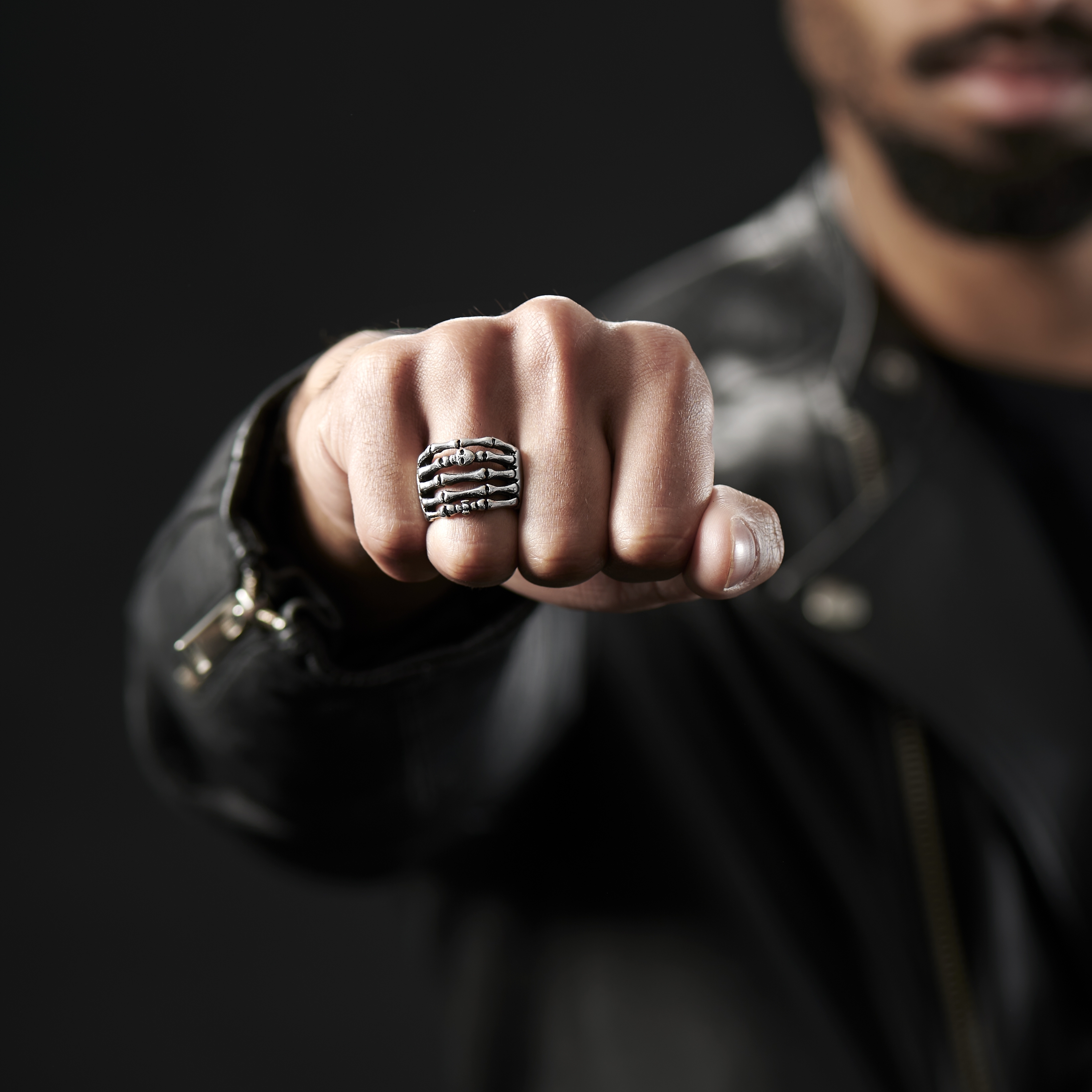 Gedetailleerde Stalen Skeletring  - 5