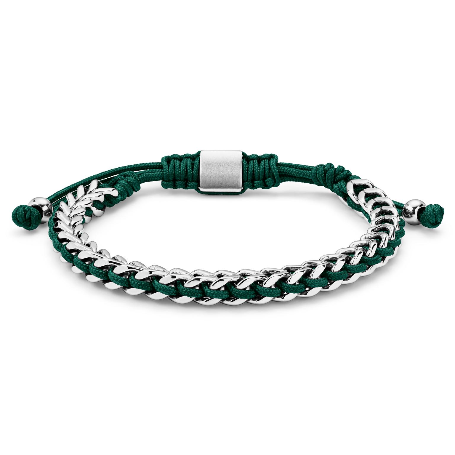 Rustfritt Stål og Grønn Nylon Armbånd Rustfritt Stål og Grønn Nylon Armbånd