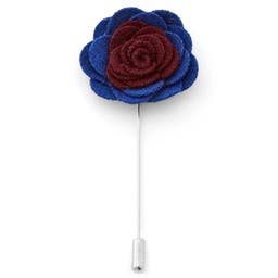 Royal Blue & Burgundy Flower Lapel Pin