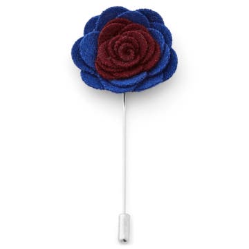 Royal Blue & Burgundy Flower Lapel Pin