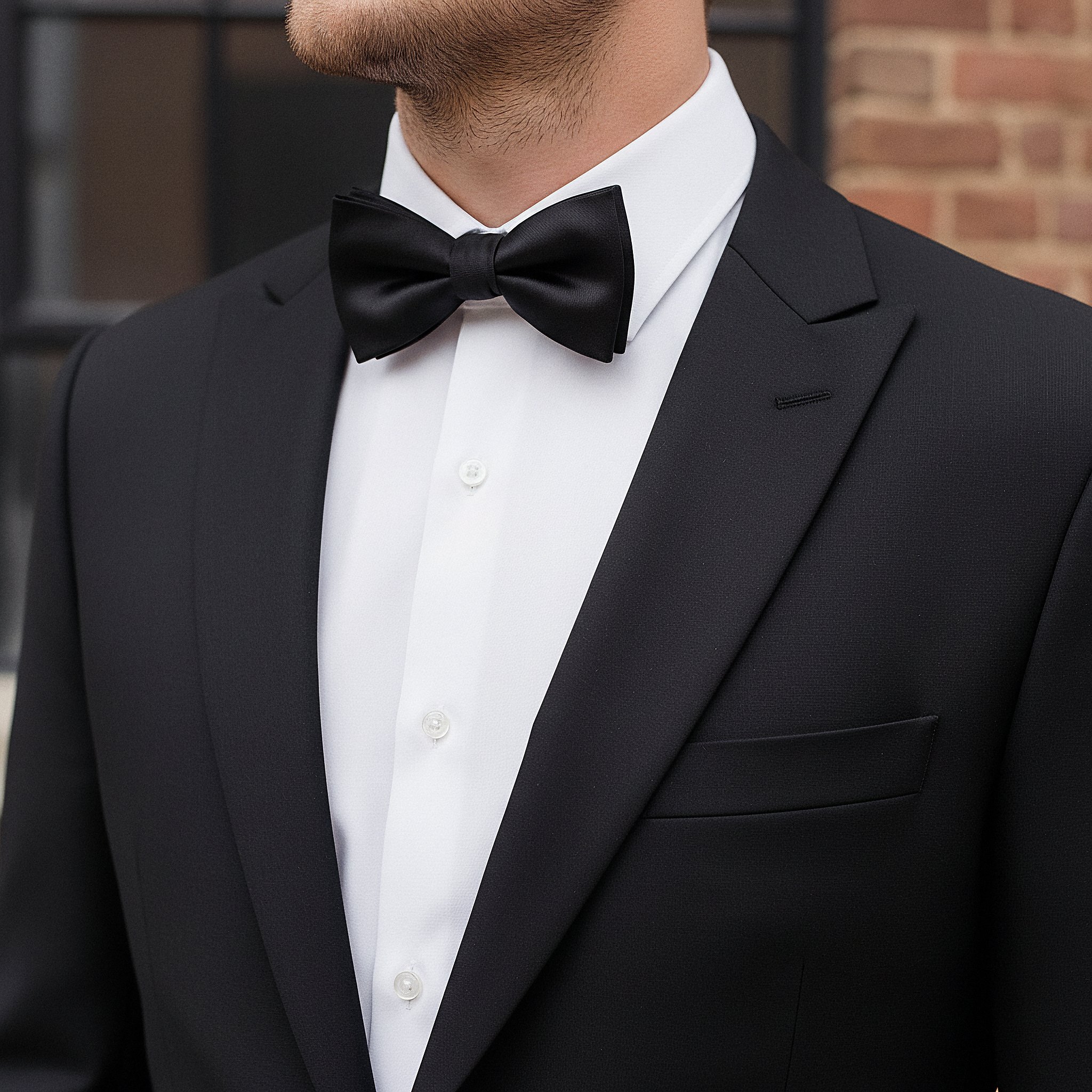 Черна гросгрейн папийонка за връзване - 3