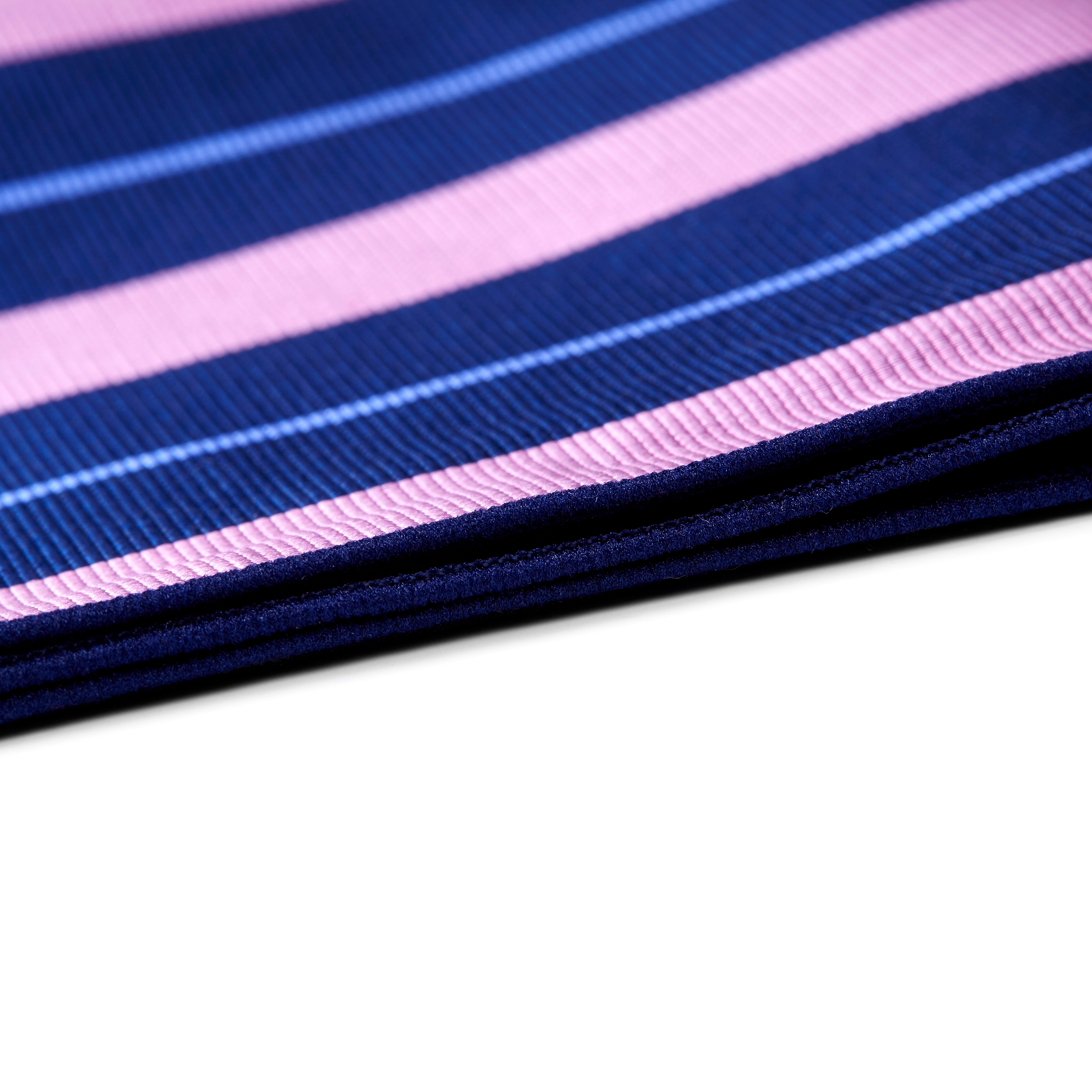 Navy Blue, Pink & Pastel Blue Striped Silk Pocket Square - 2