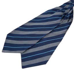 Grey & Blue Striped Silk Cravat