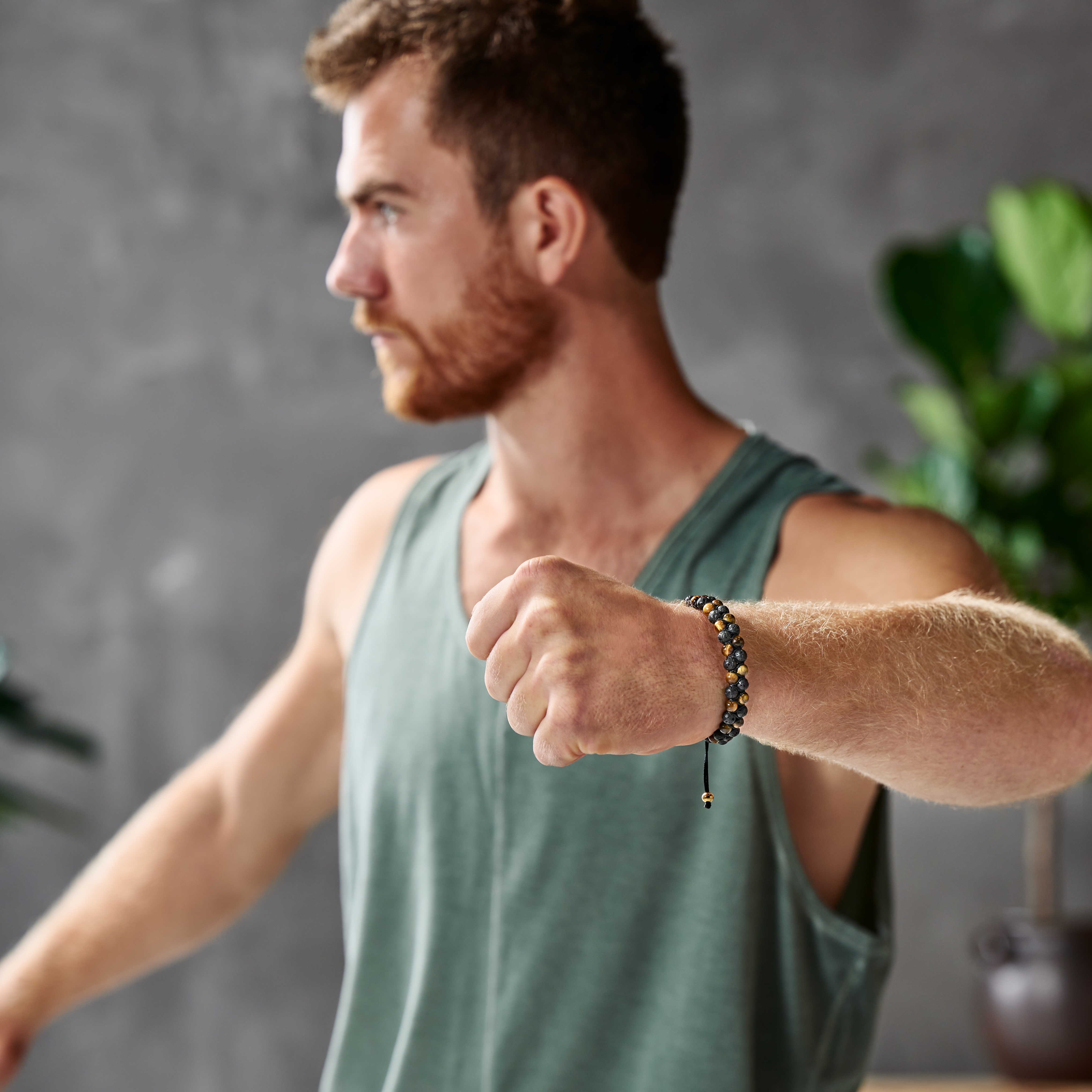 Armband Tigerauge & Lava Zweireihig Sanatio  - 4