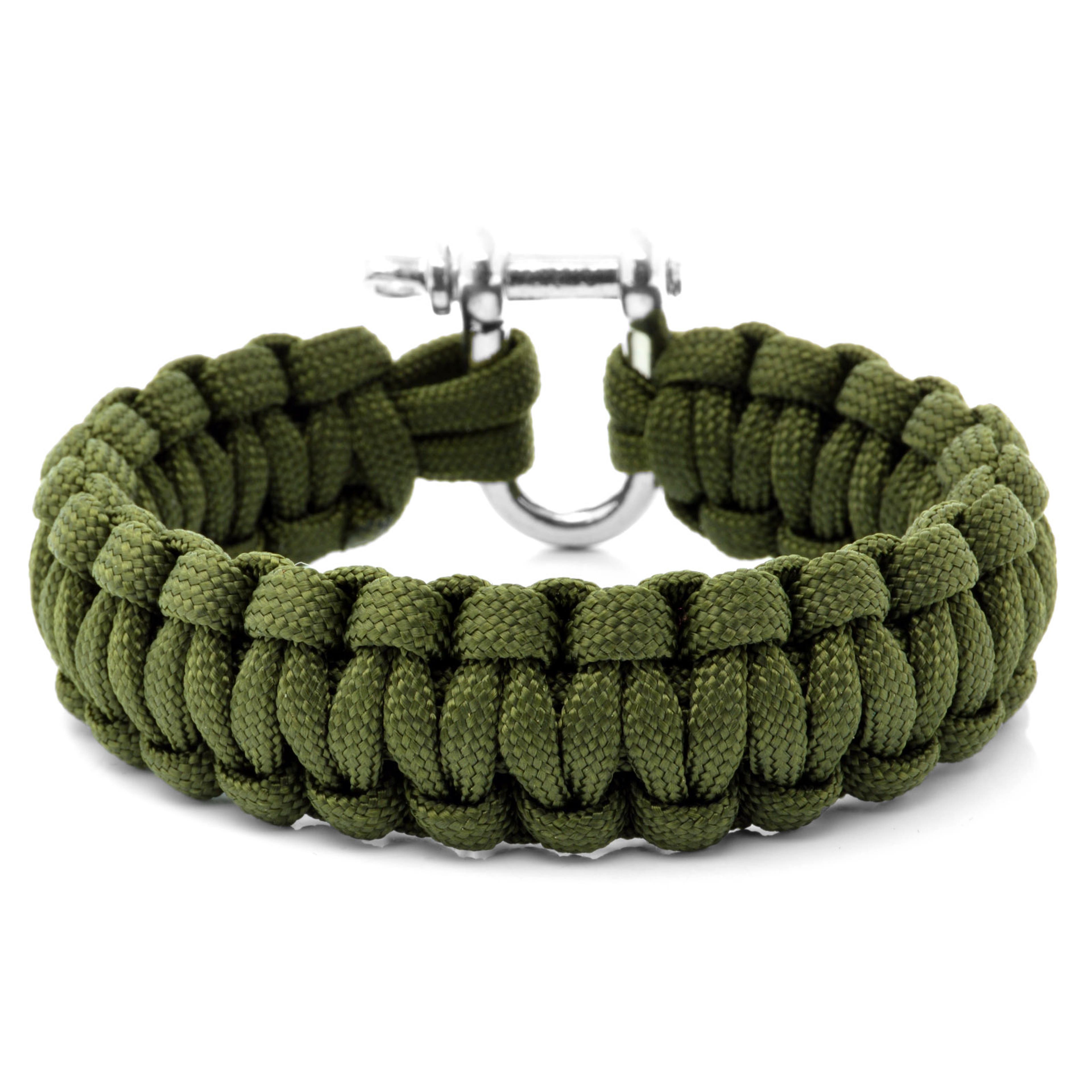 Army Green Paracord & Metal Lock Bracelet
