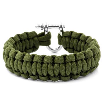 Army Green Paracord & Metal Lock Bracelet