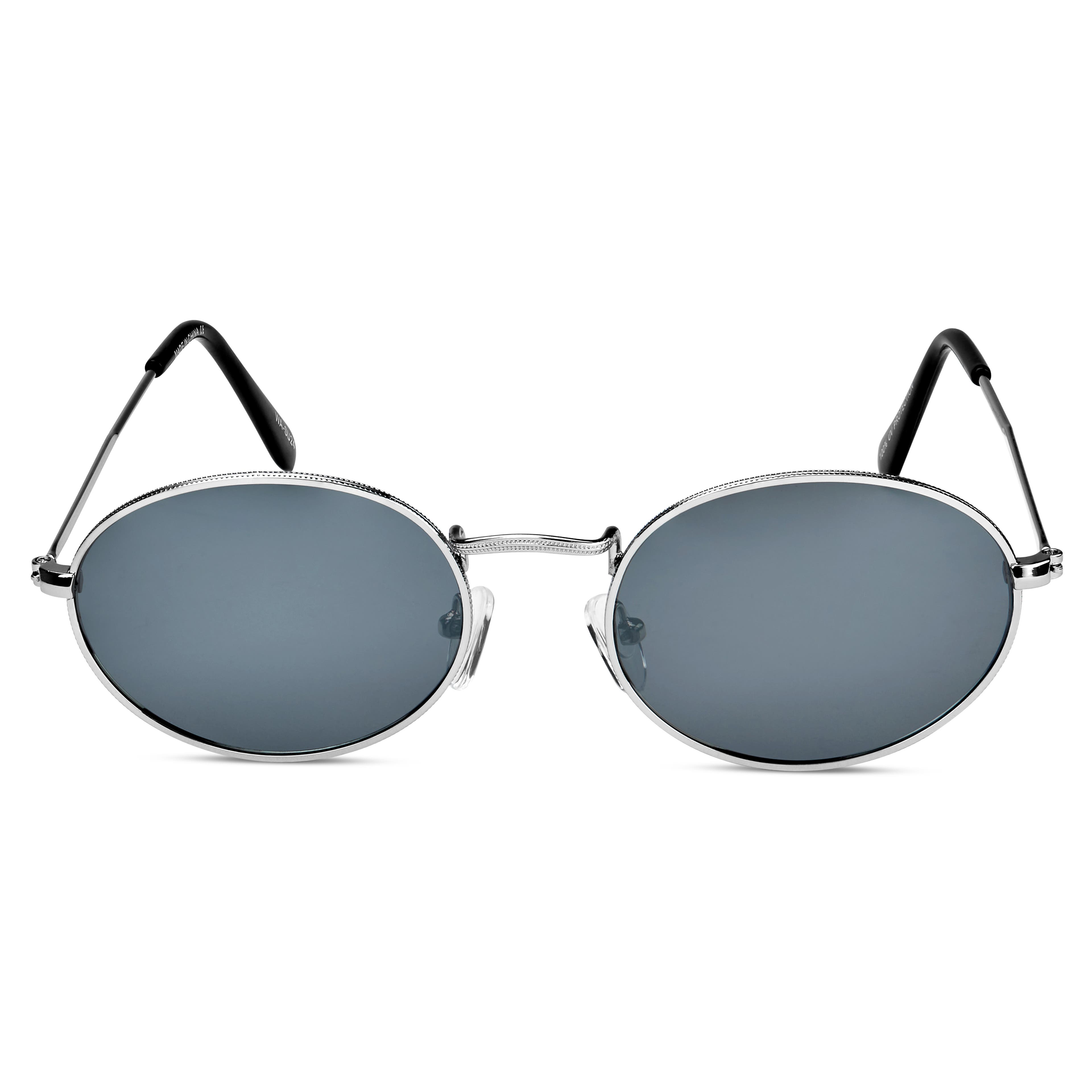 detaljeret pengeoverførsel Tomhed Ambit Sølvfarvede Spejlreflekterende Ovale Solbriller | På lager! | Waykins
