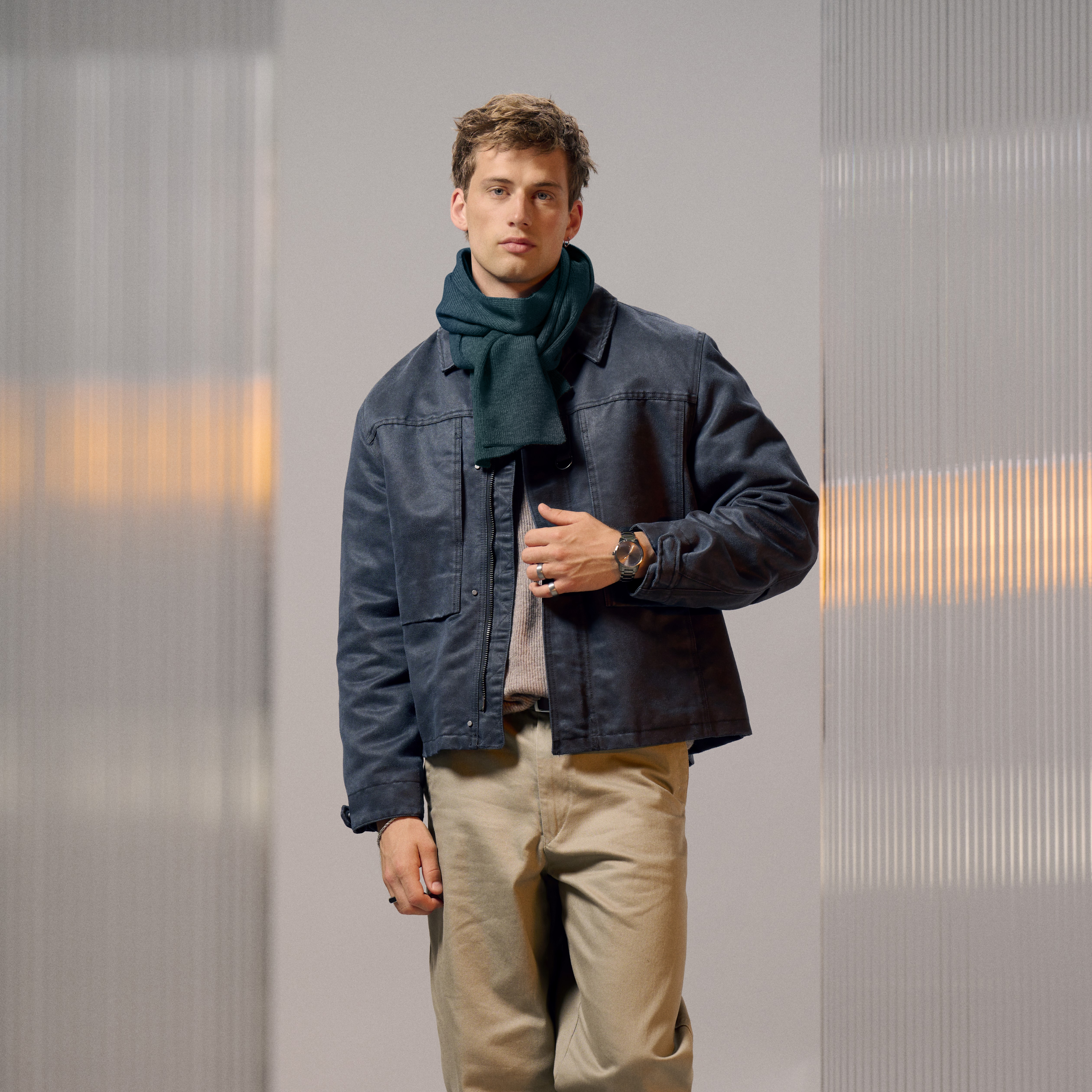 Baltic | ネイビー ファインニット アクリルスカーフ - 3