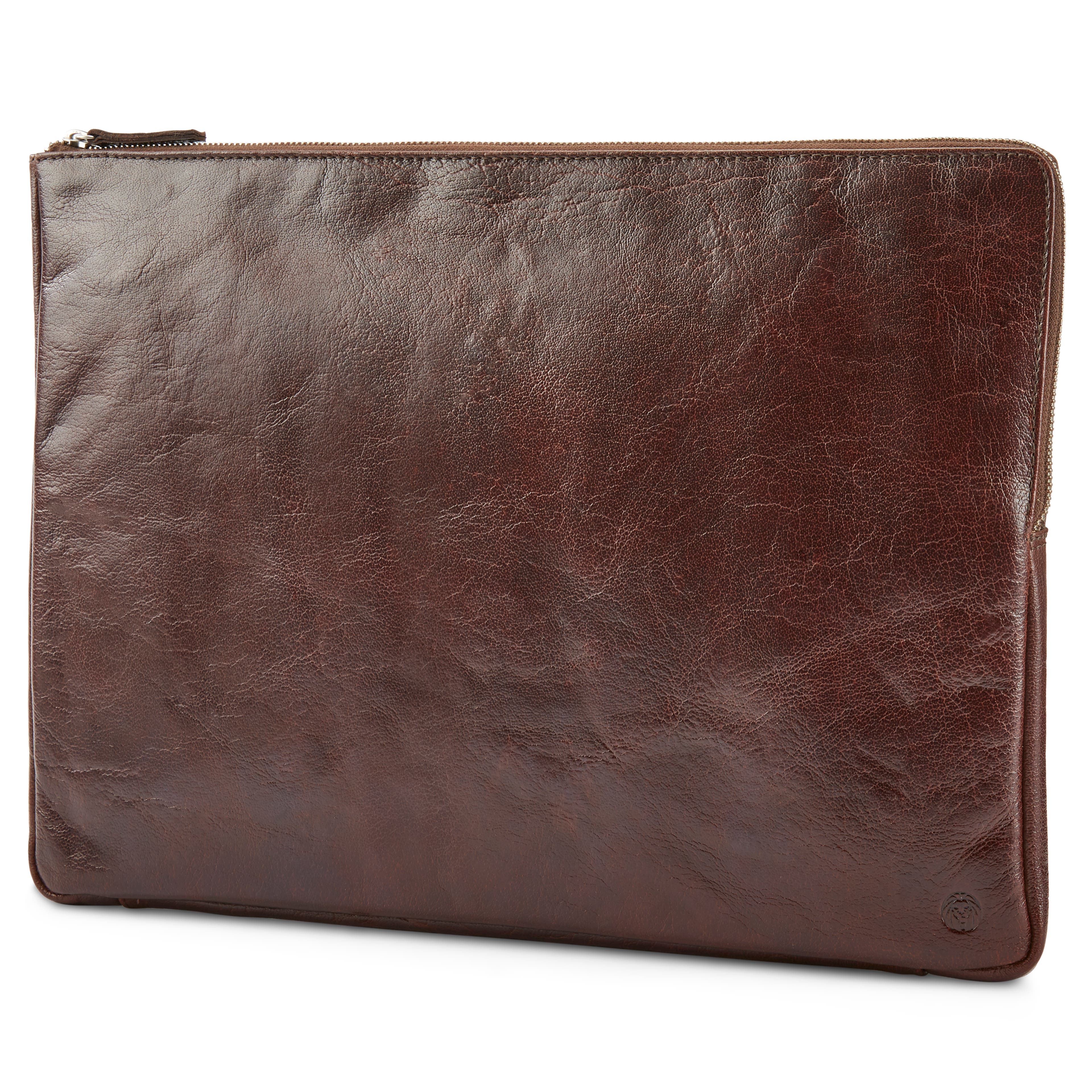 Housse California en cuir marron pour ordinateur portable