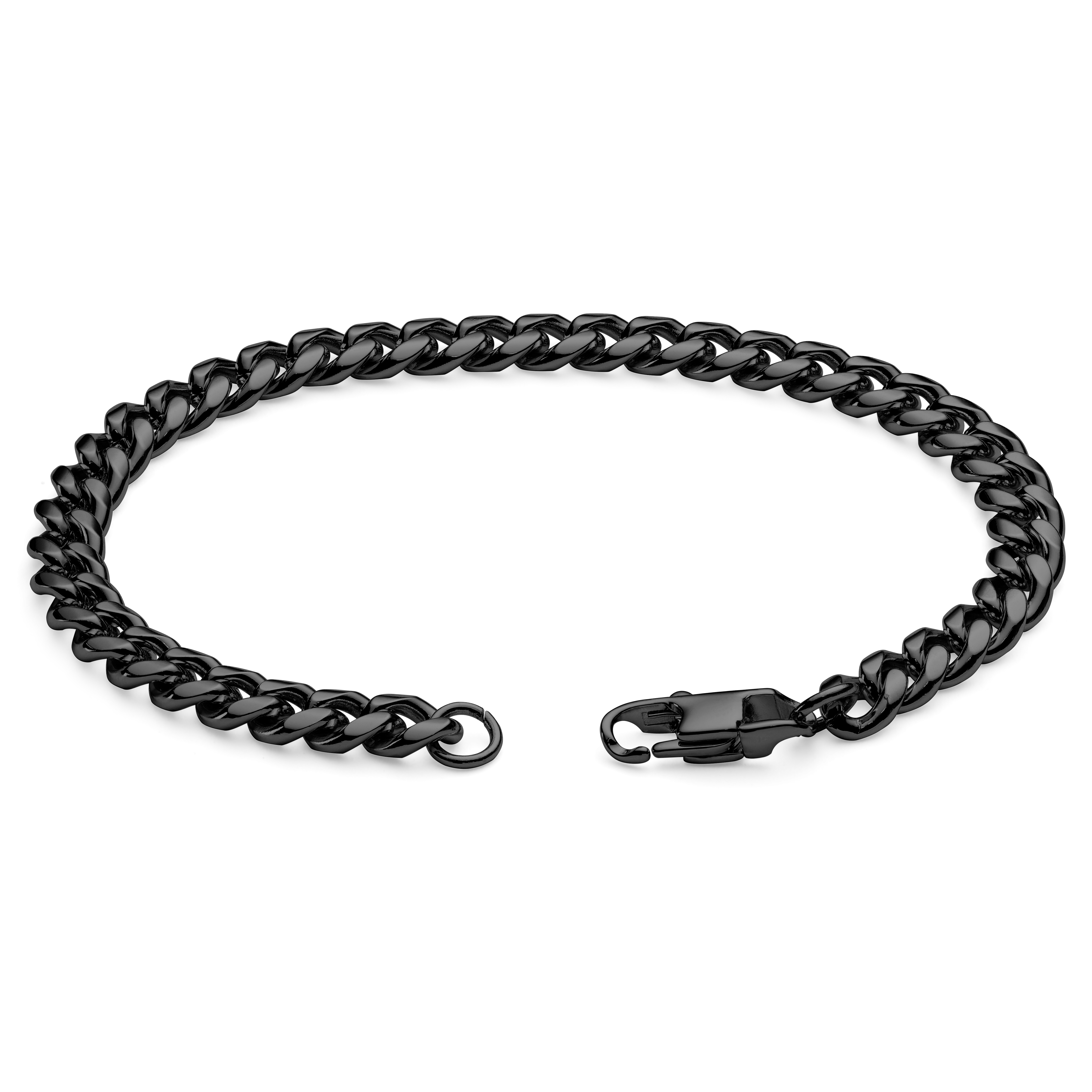 6mm Black Stainless Steel Curb Chain Bracelet