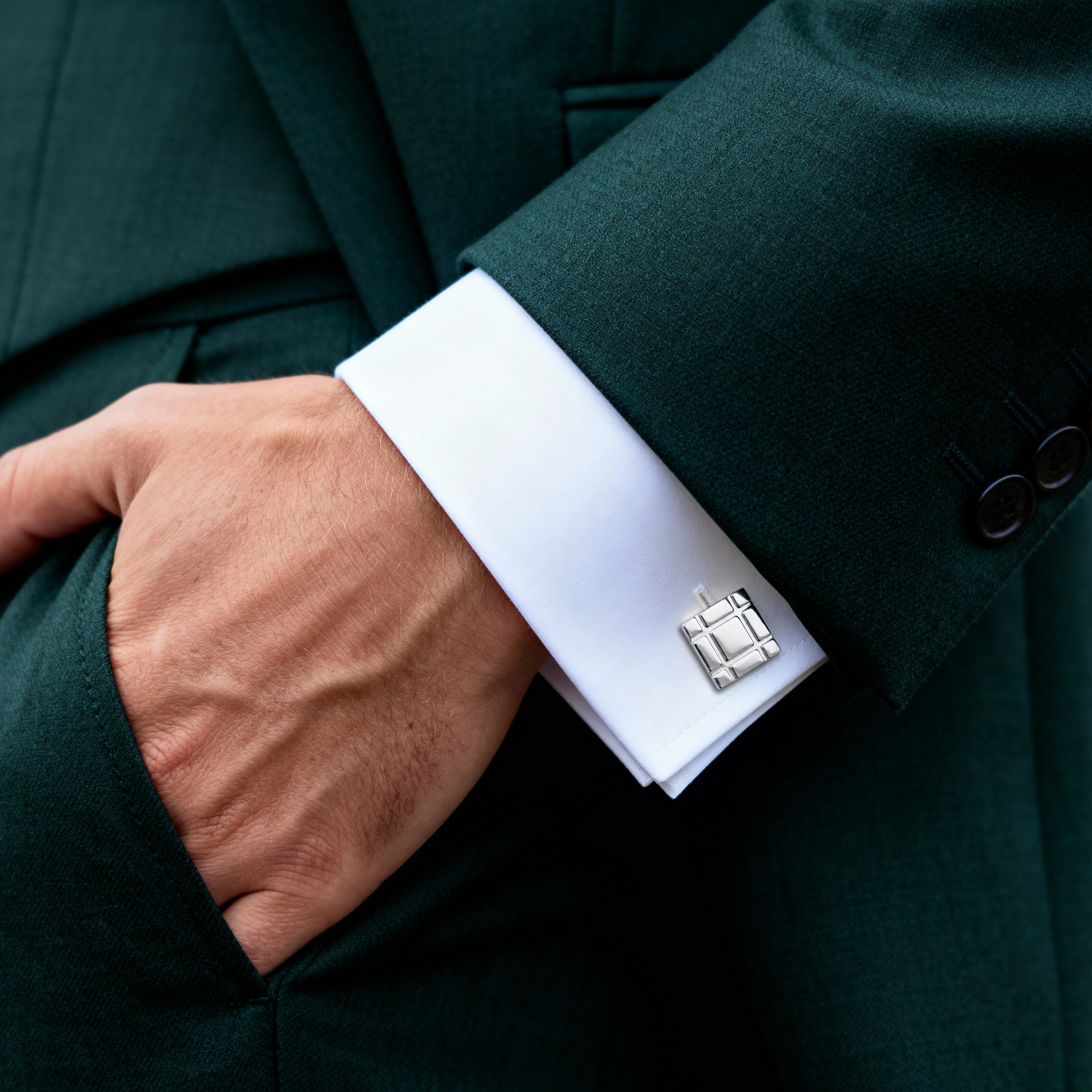 Manchetknopen met grof, vierkant design - 2