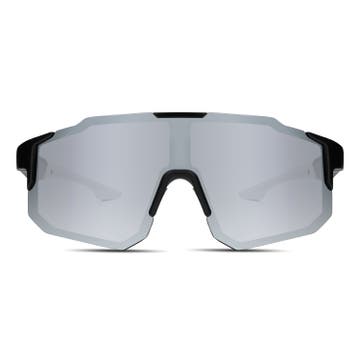 Schwarz & grau Sport Sonnenbrille mit umschließendem Rahmen




