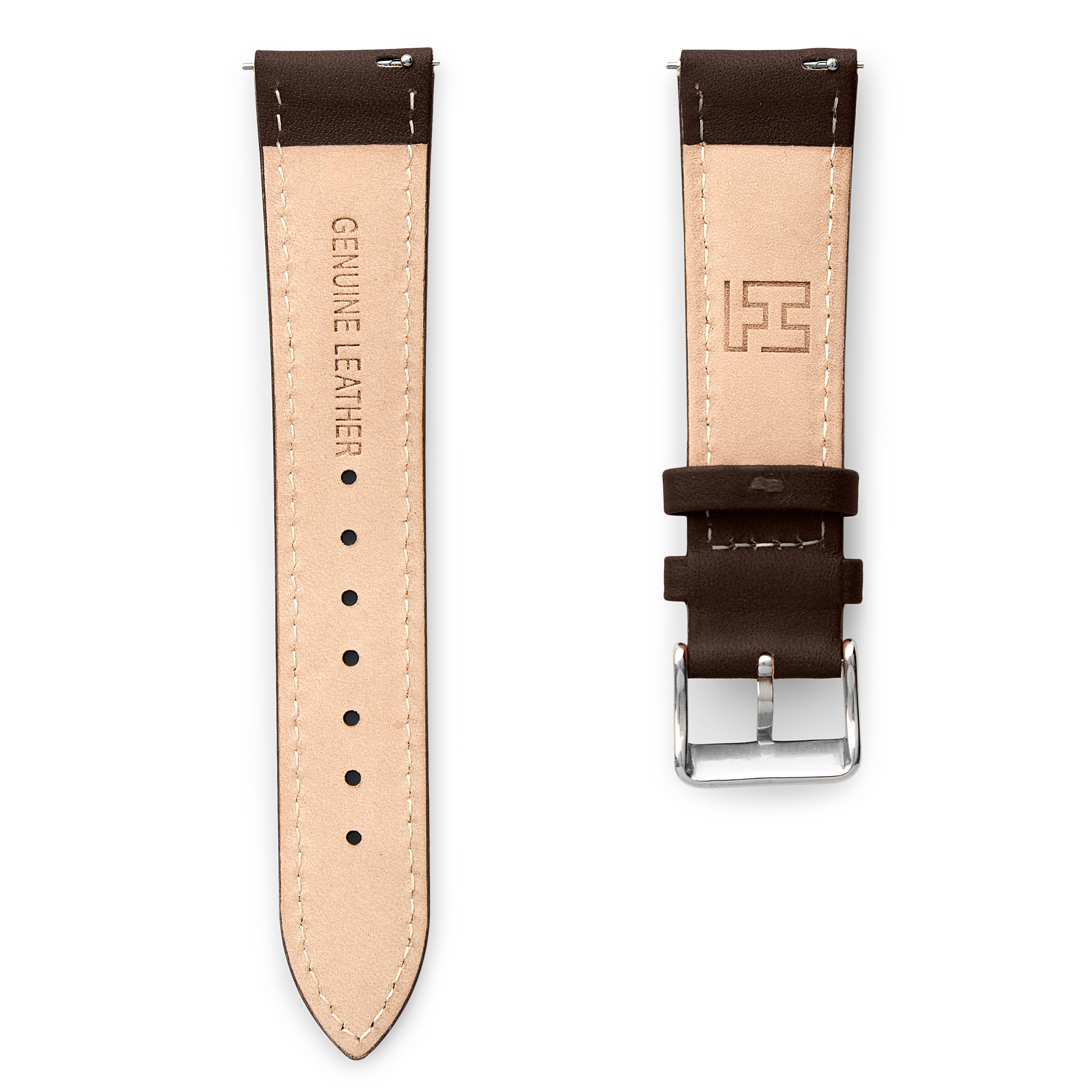 20mm Classic brown leather racing watch strap with quick release - 2