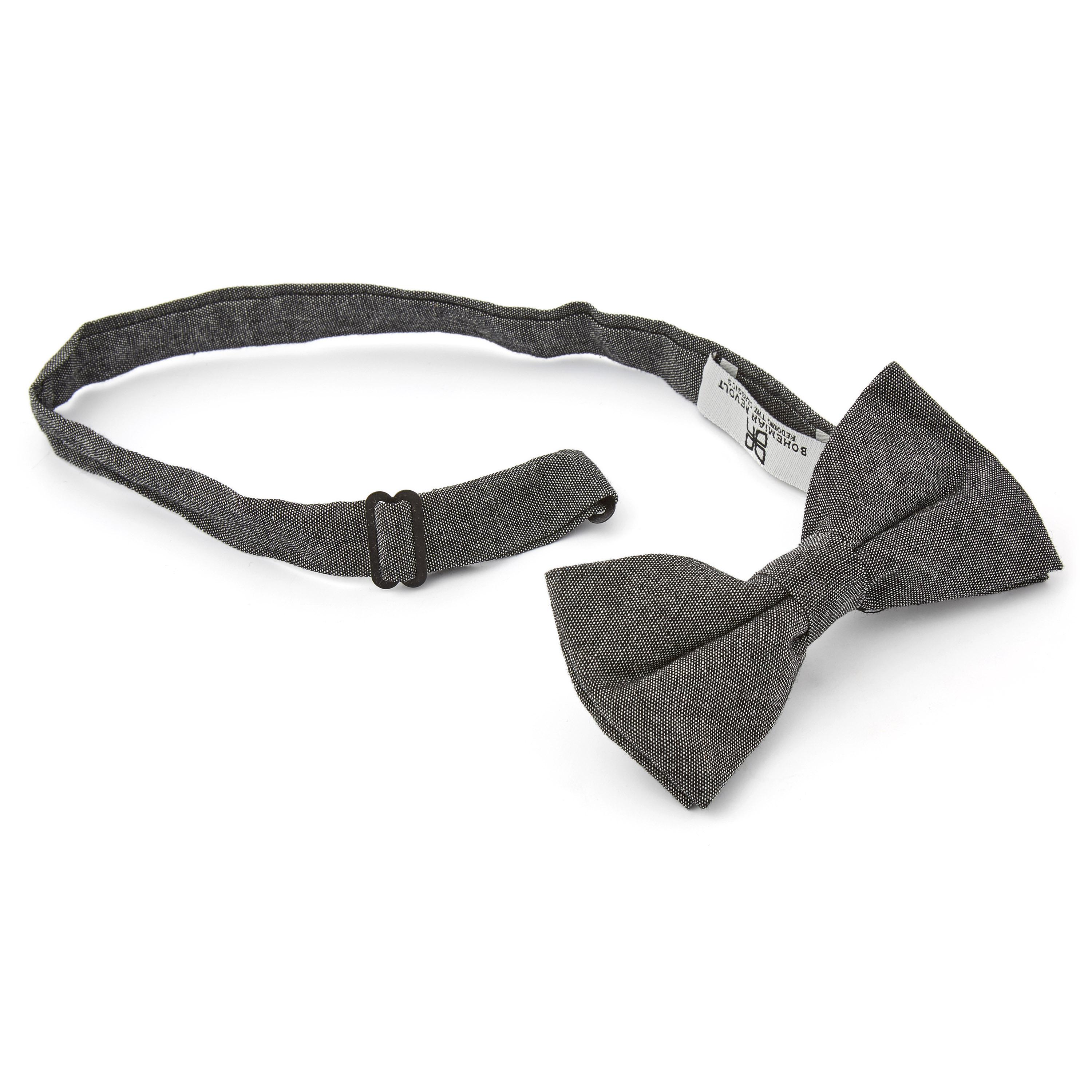 Grey Cotton Pre-Tied Bow Tie - 2