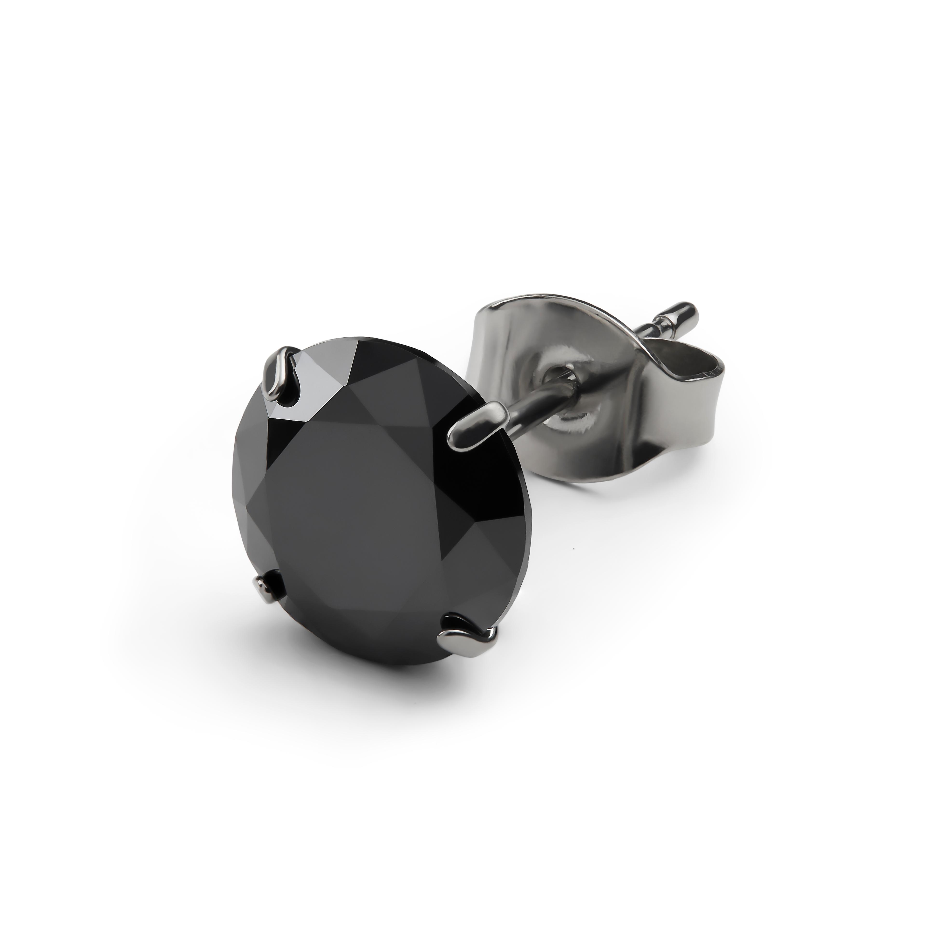 Aura | Orecchino a bottone da 8mm in titanio con zirconia nera Aura | Orecchino a bottone da 8mm in titanio con zirconia nera