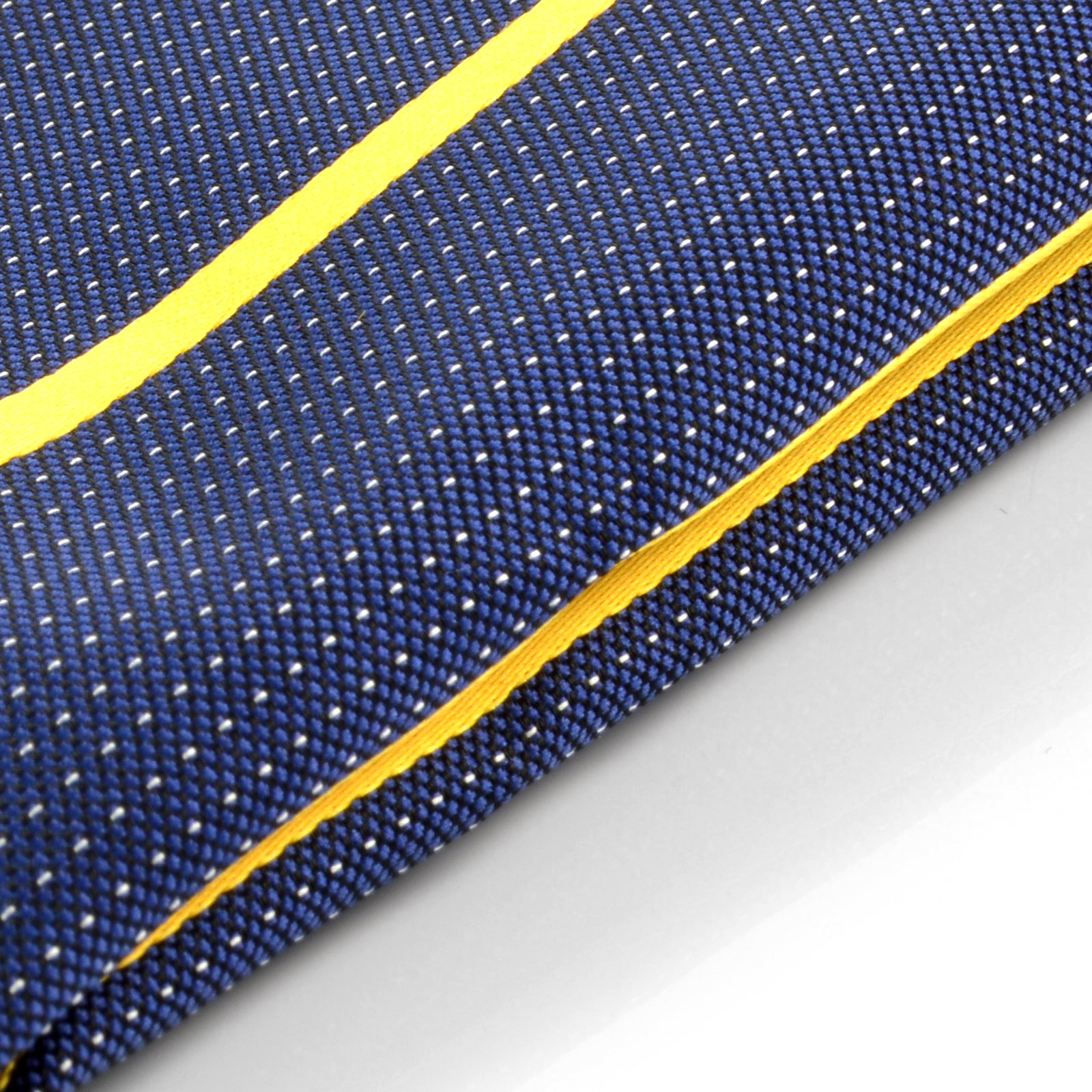 Navy Blue & Lemon Yellow Striped Pocket Square - 2