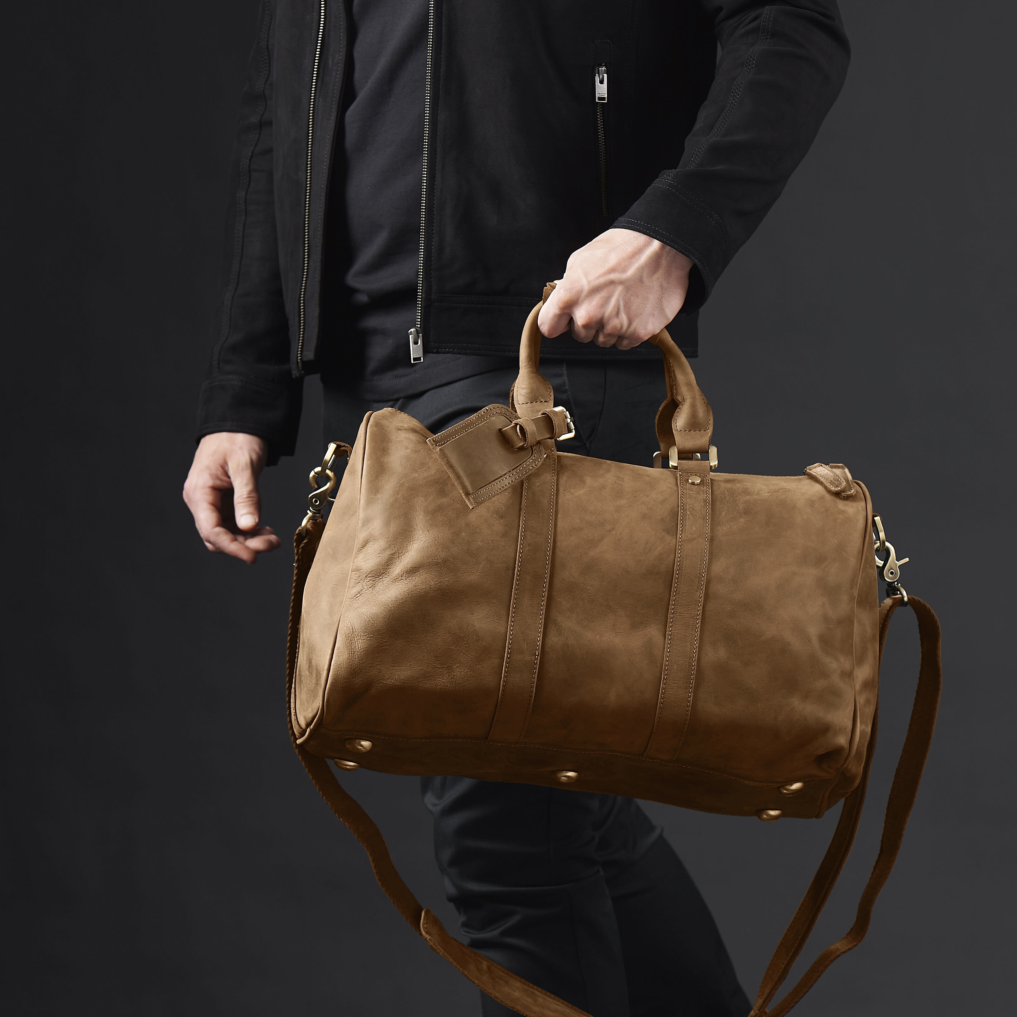 Braune Reisetasche aus Echtem Leder - 6