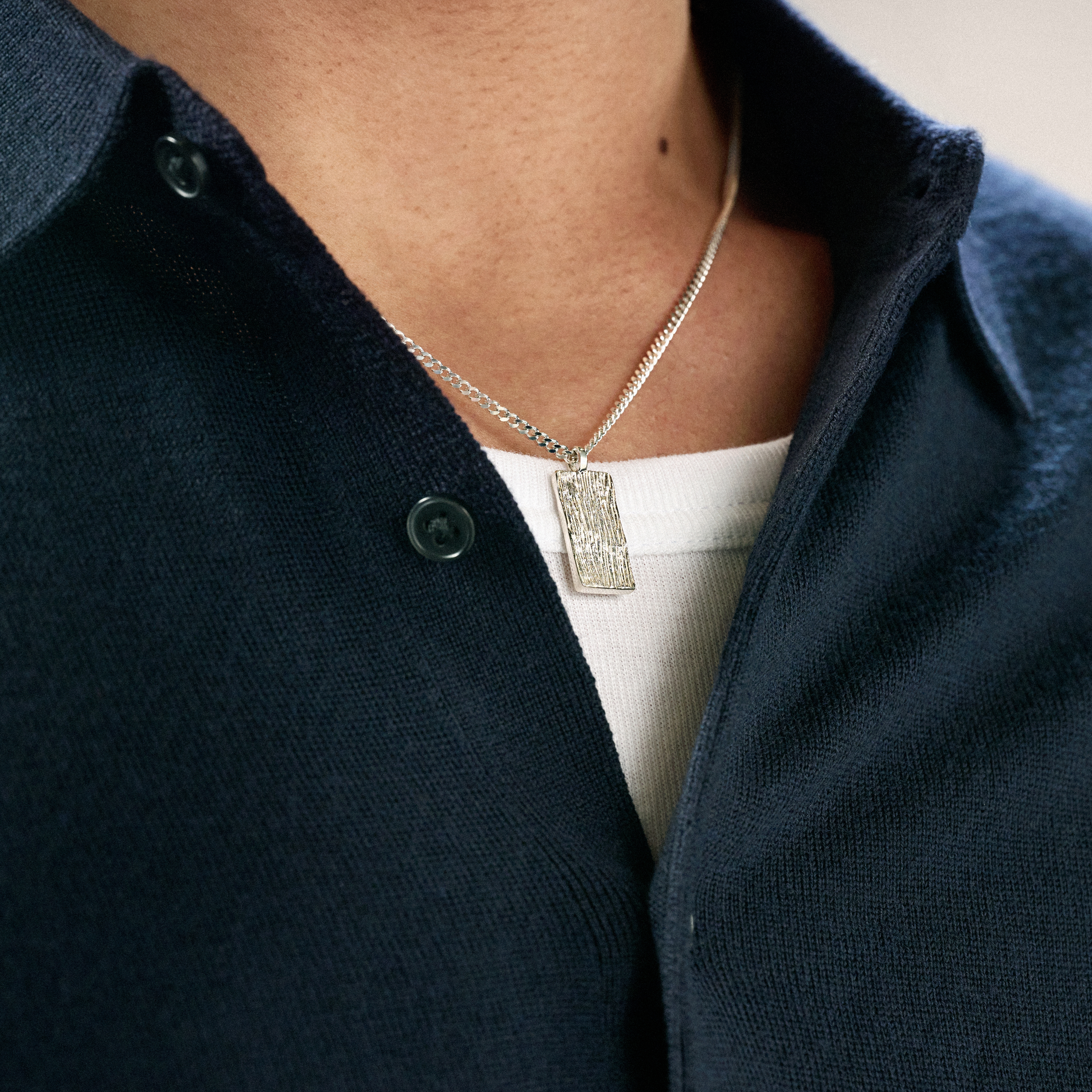 Rustic | Pinnoittamaton Raaka 925 Sterlinghopea Tunnus Kaulakoru - 5