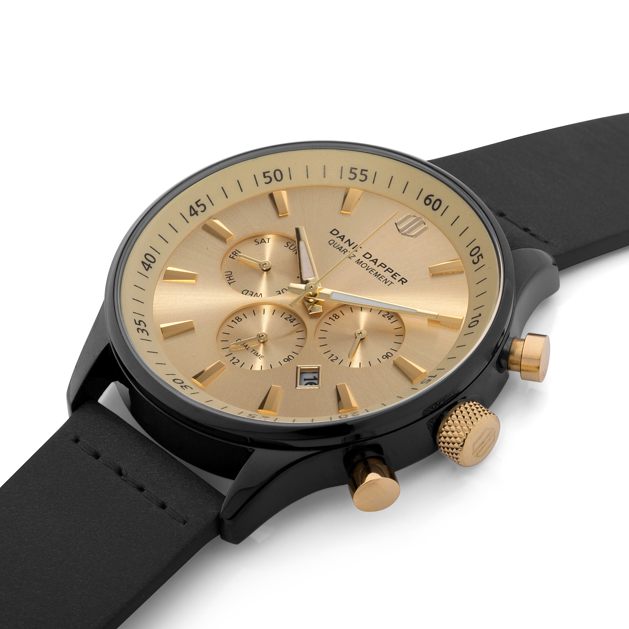 Gold-Tone & Black Bezel Troika Watch - 2