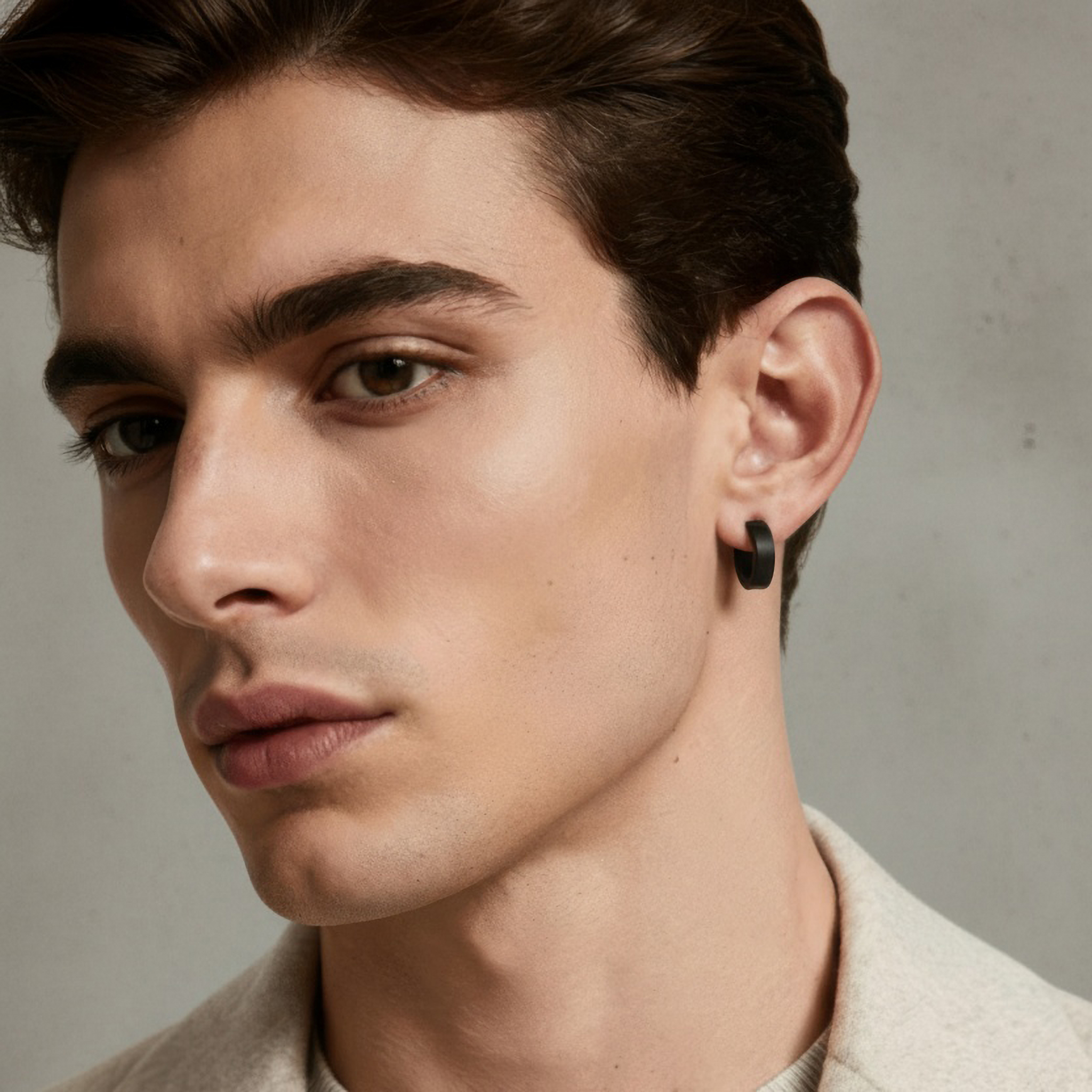 Huggie | Black 8 mm Surgical Stainless Steel Flat Hoop Earring - 3