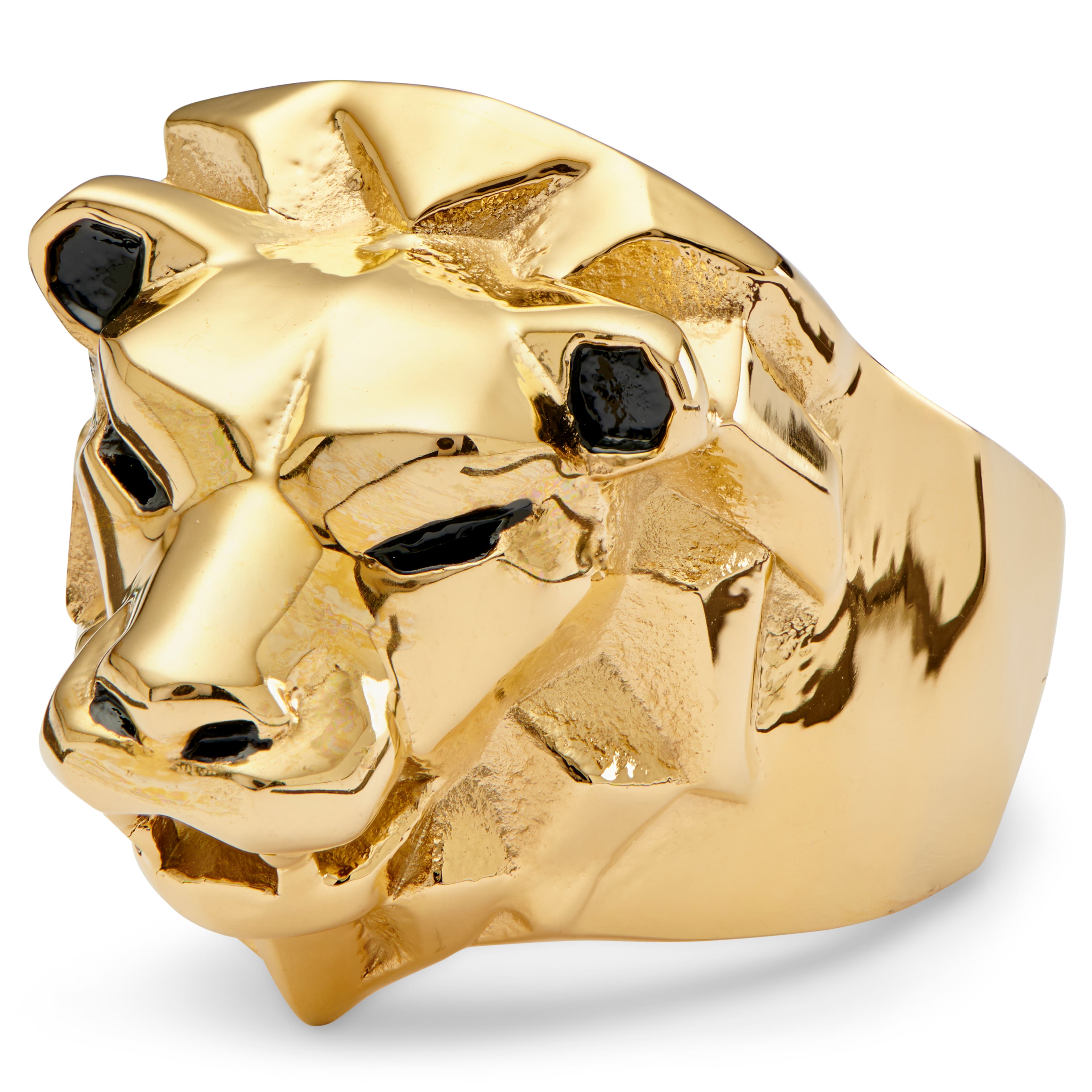 Prsteň v tvare leva v zlatej farbe Mack