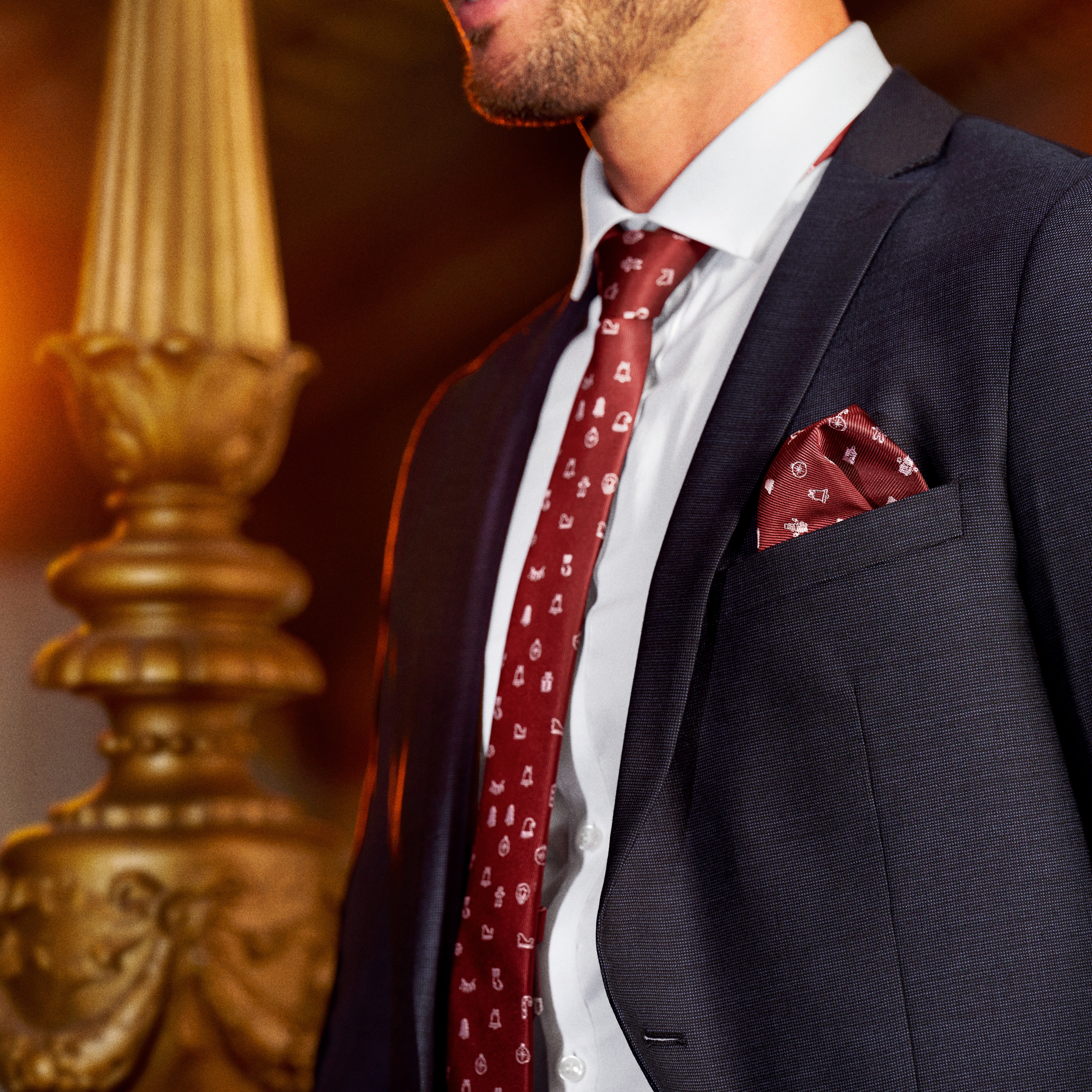 Cravate de Noël rouge et blanche - 3