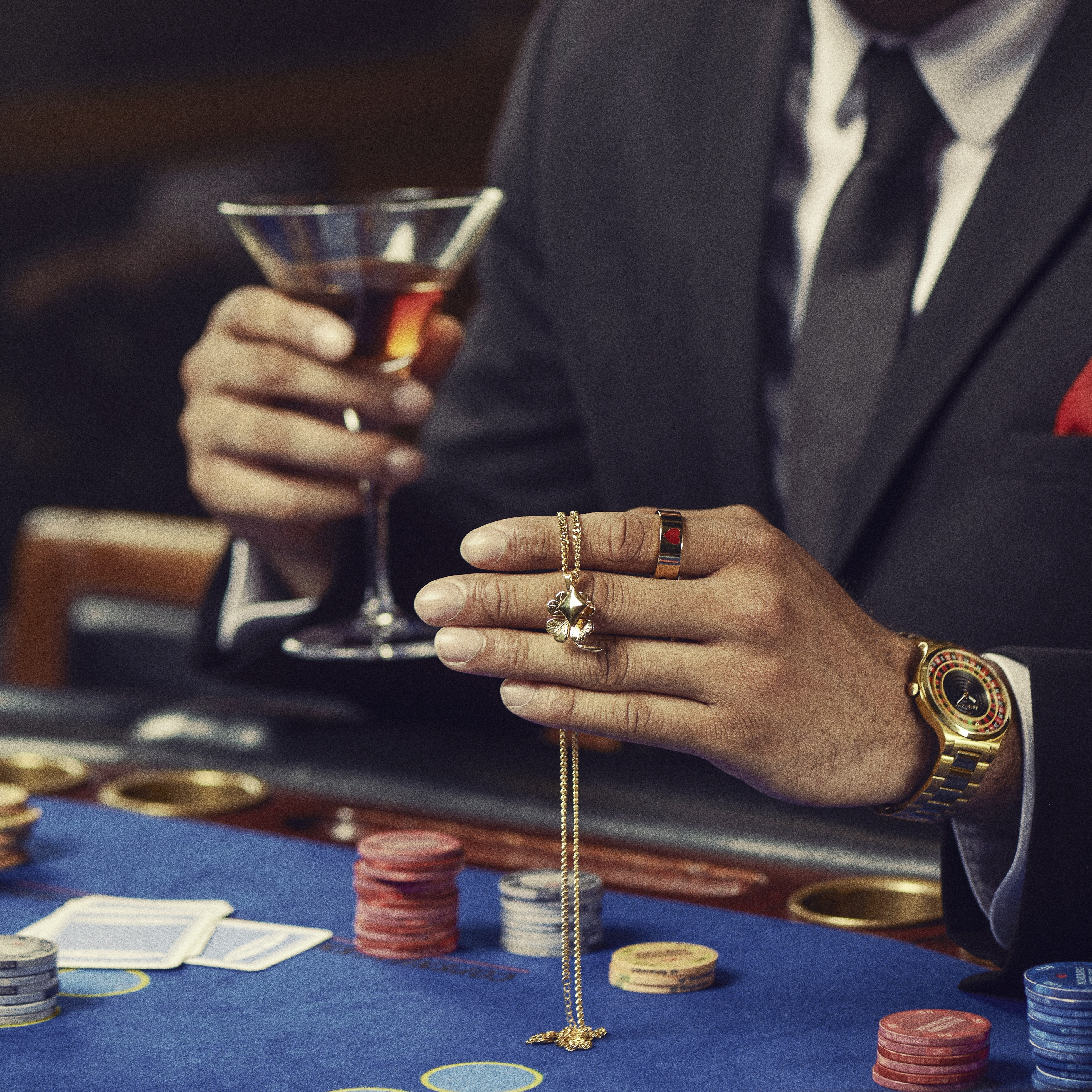 Ace | Gulltonet Firkløver & Diamant Pendant Halskjede - 4