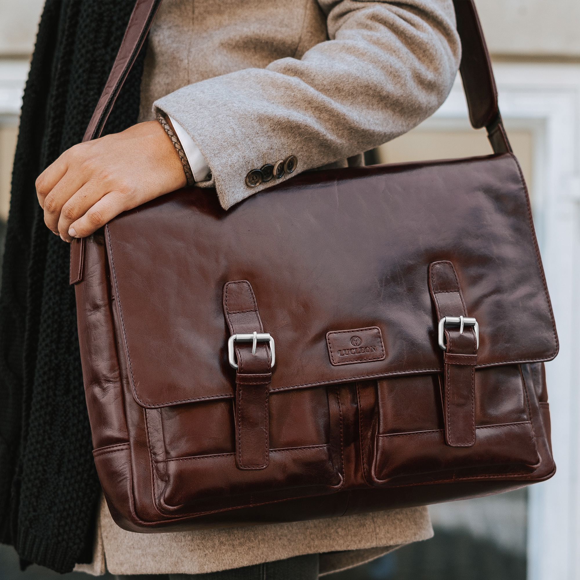 Mørkebrun Jasper Messenger Lædertaske - 13