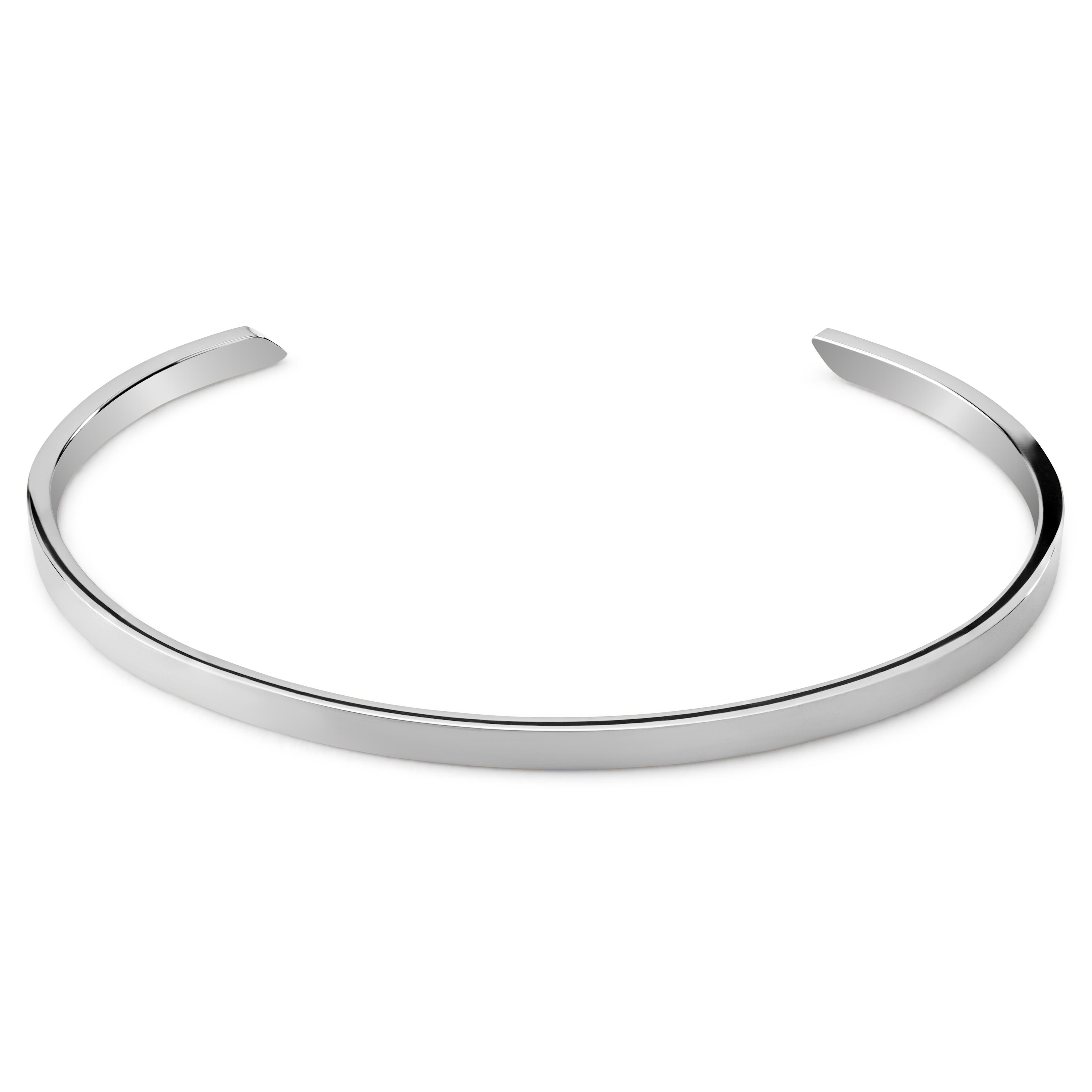 Bracelet manchette réglable en acier inoxydable argenté mat de 3 mm Bracelet manchette réglable en acier inoxydable argenté mat de 3 mm