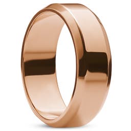 Ferrum | 8 mm Polished Rose Gold-tone Stainless Steel Bevelled Edge Ring