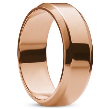 Ferrum | Полиран стоманен пръстен със скосени ръбове в цвят розово злато 8 мм