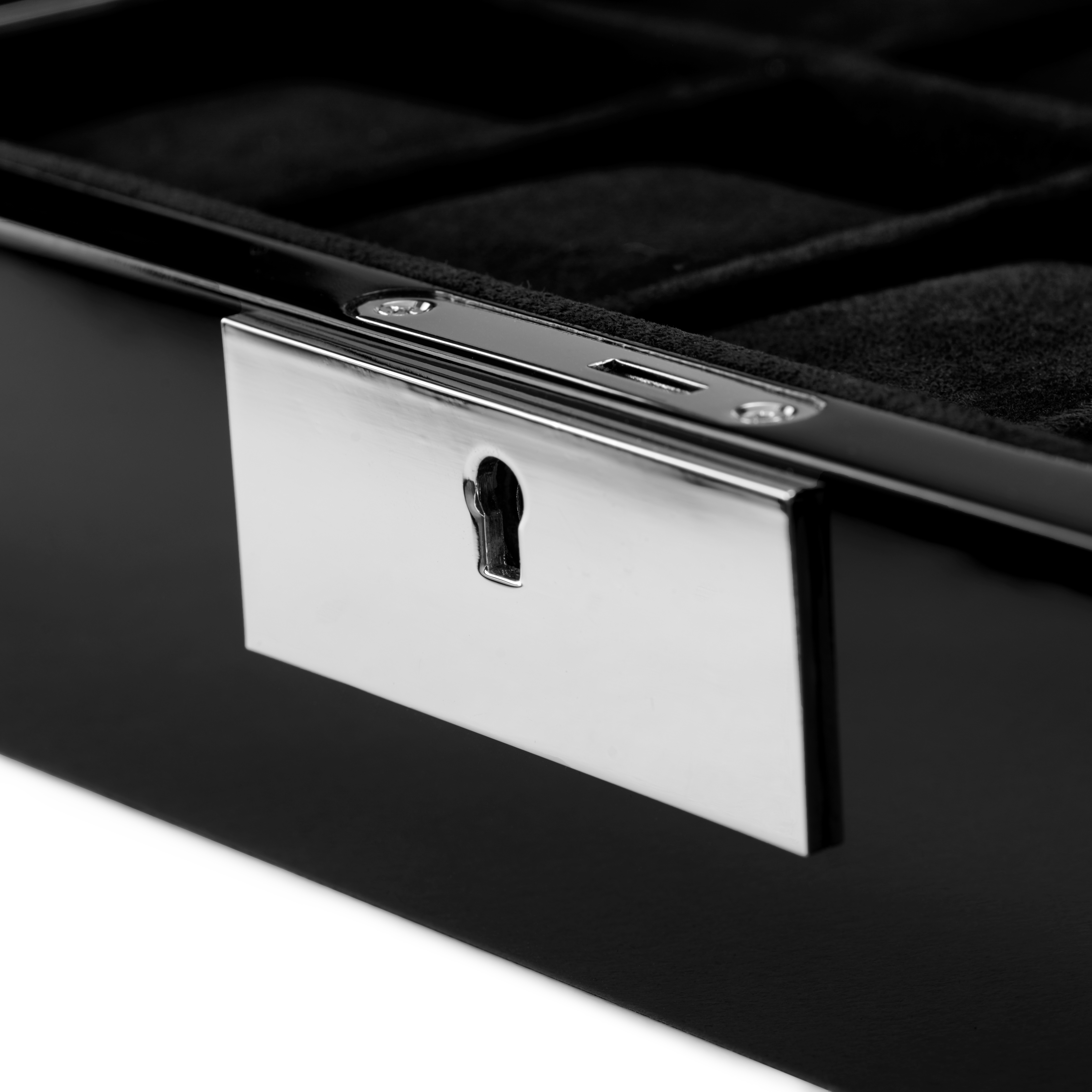 Sort urkasse til 10 ure med glasvindue & nøgle - 4