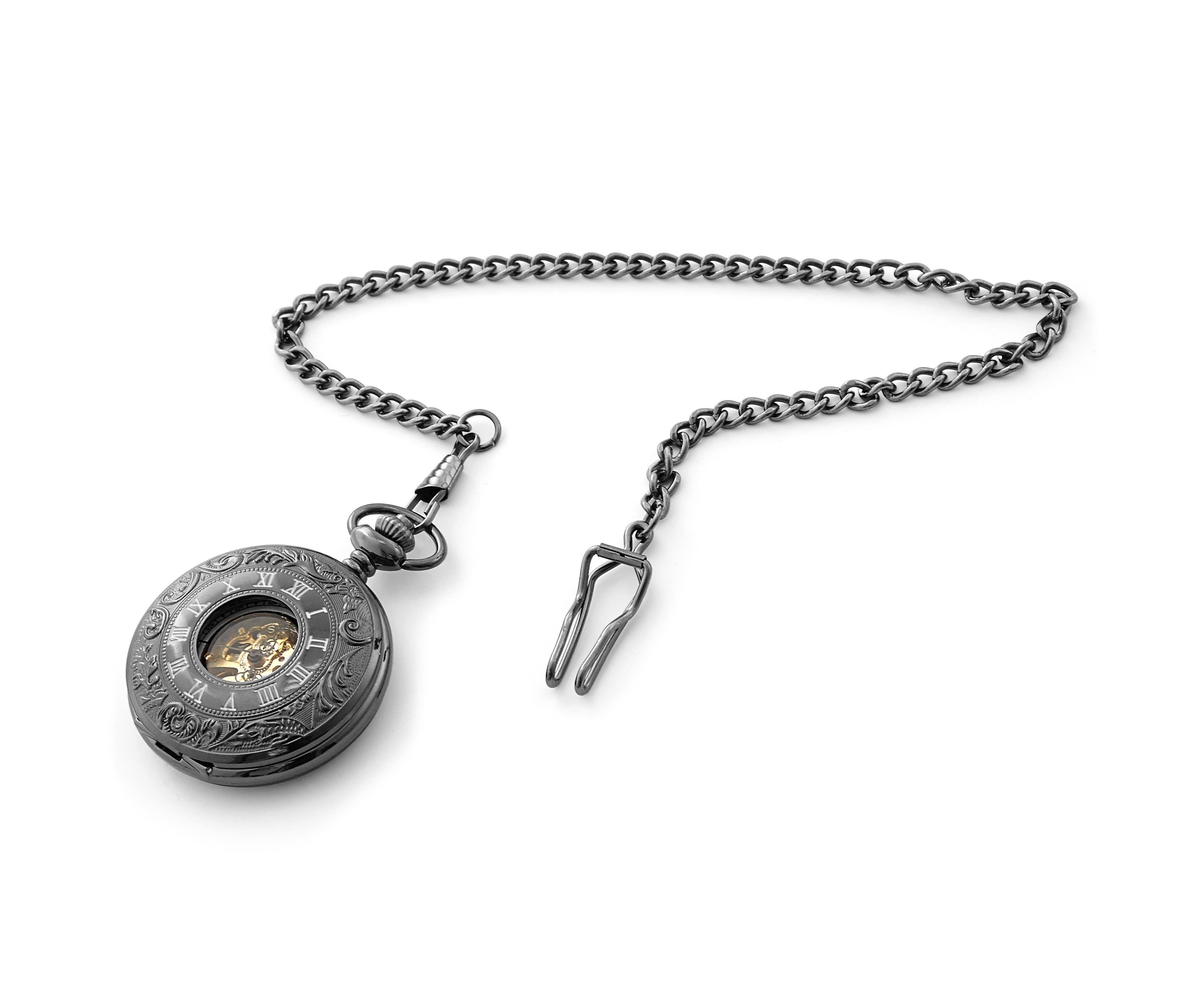 Black Ornate Pocket Watch