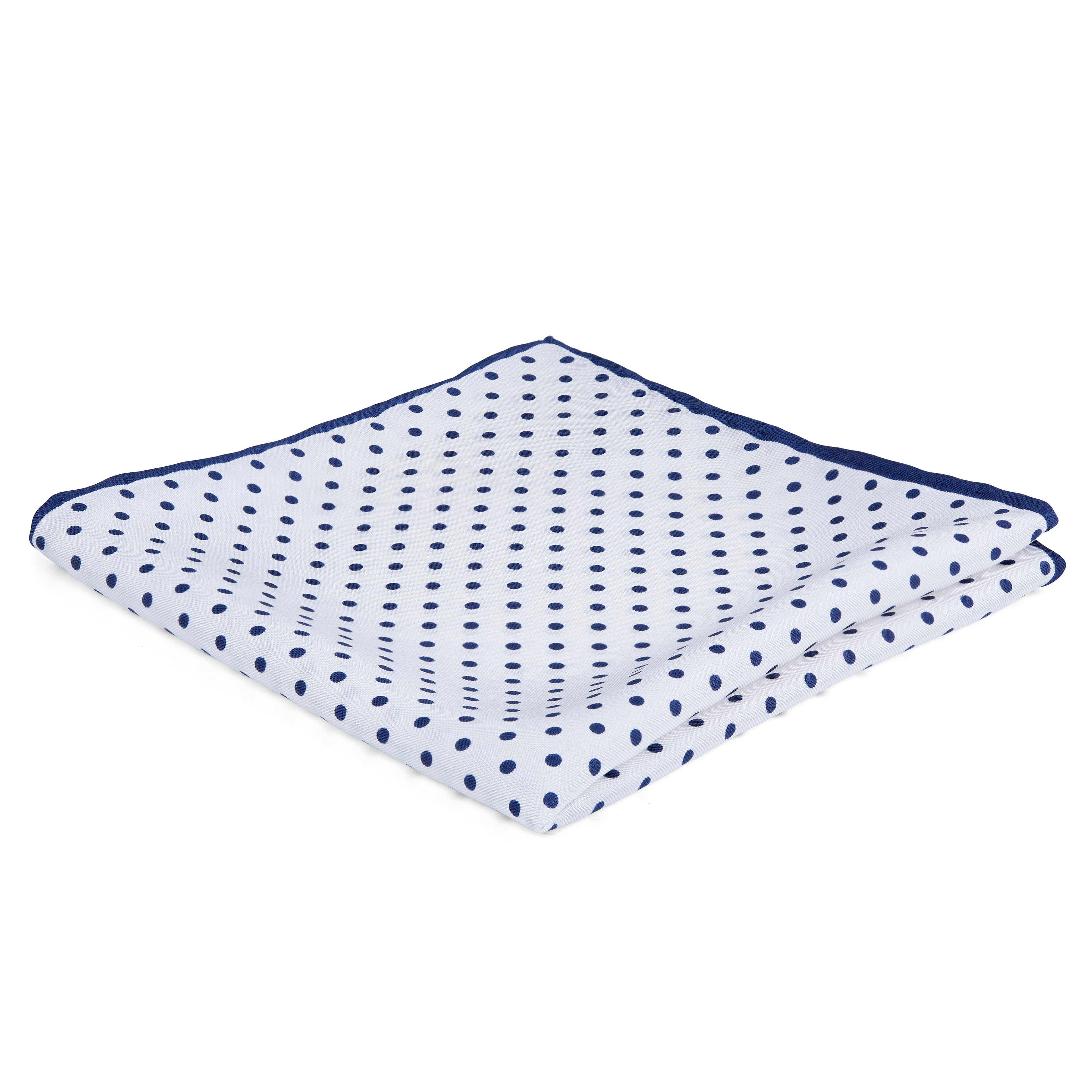 Blue & White Dotted Silk Pocket Square
