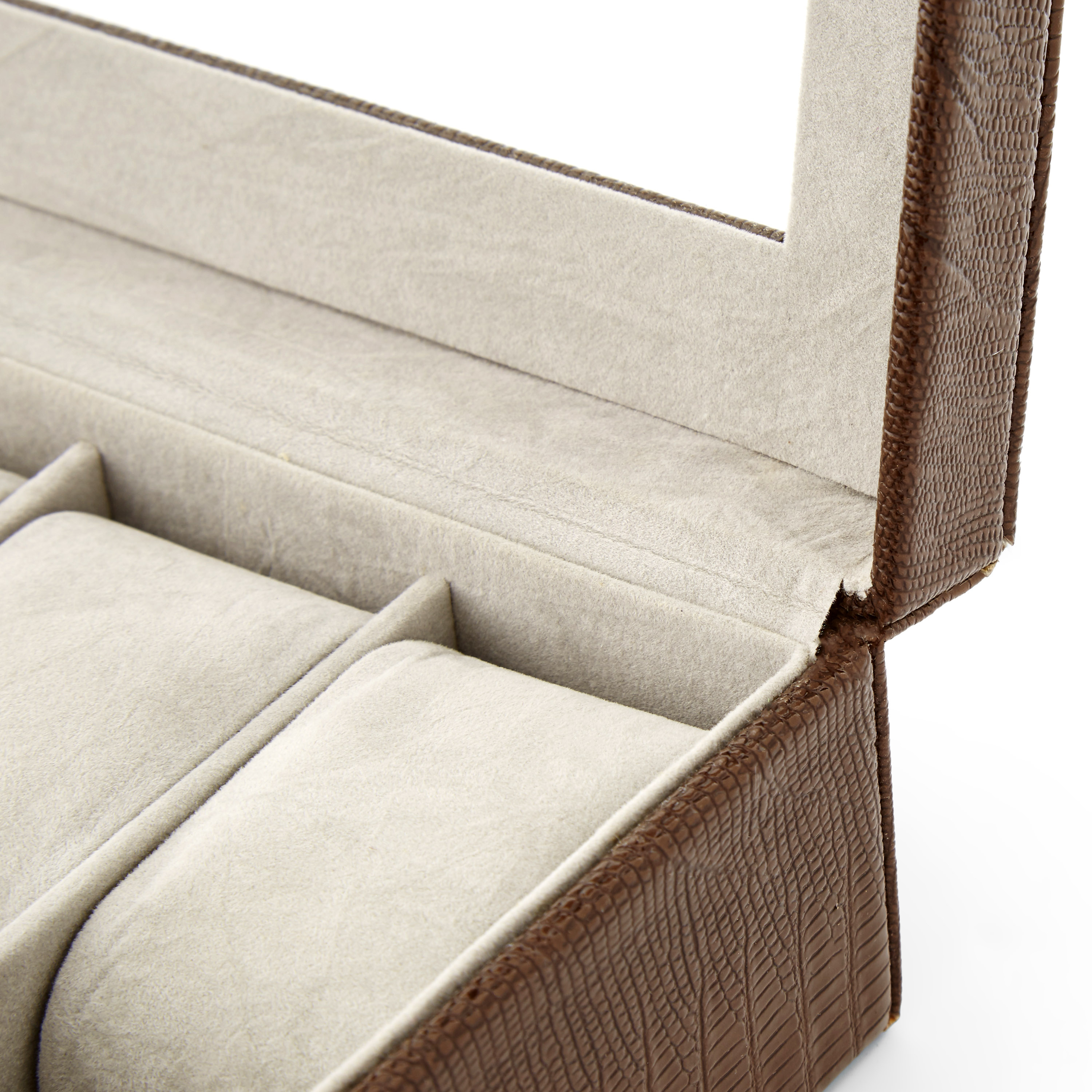 Kaffeefarbene Kunstleder Uhrenbox In Schlangenleder Optik - 6 Uhren - 5