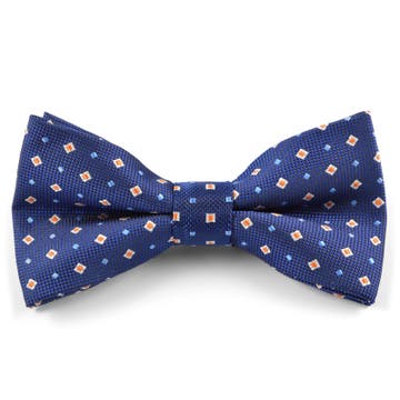 Navy Blue & True Orange Dotted Pre-Tied Bow Tie