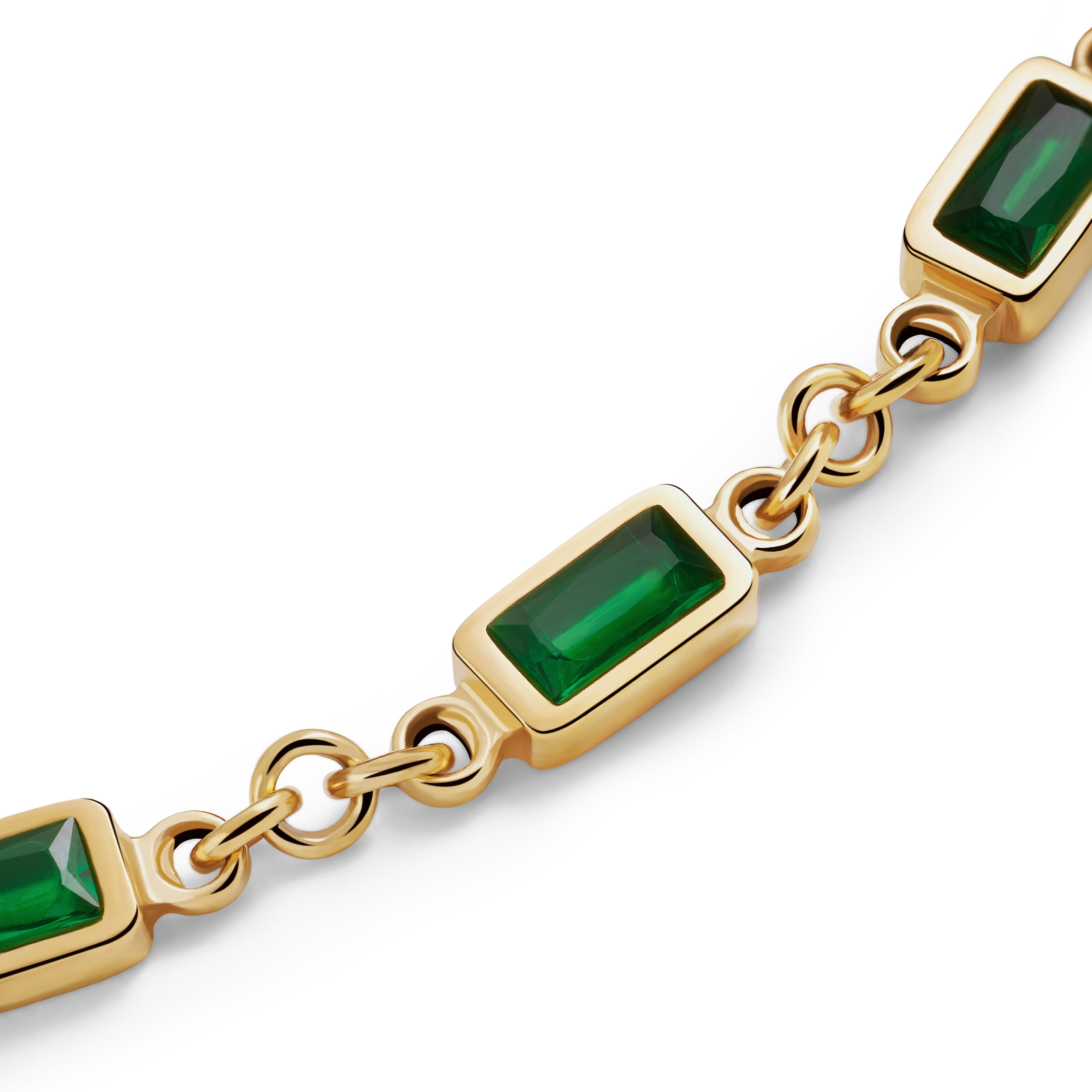 Prism | Gulltonet halskjede med grønne glassteiner - 3