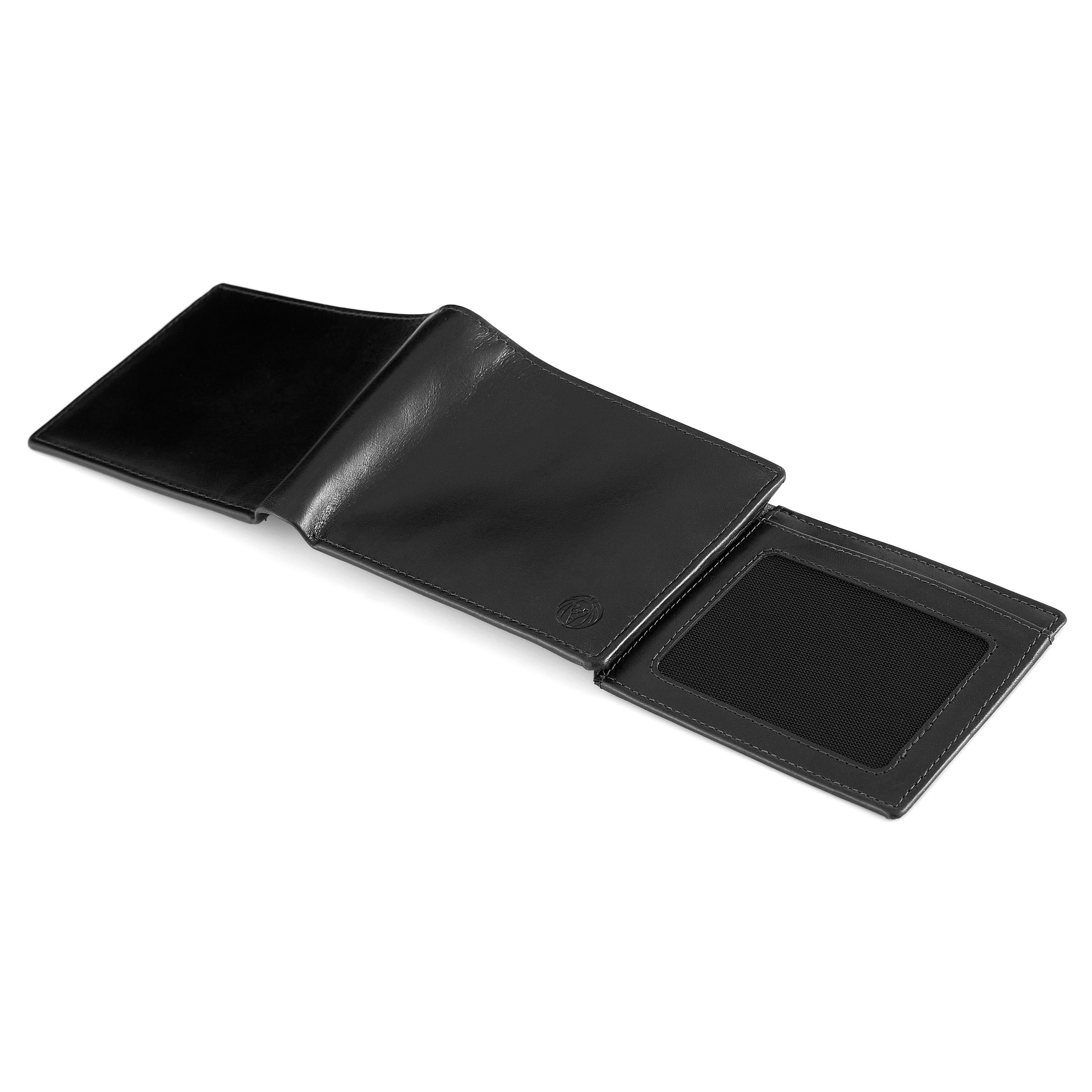Portefeuille trois volets en cuir noir Jasper - 8