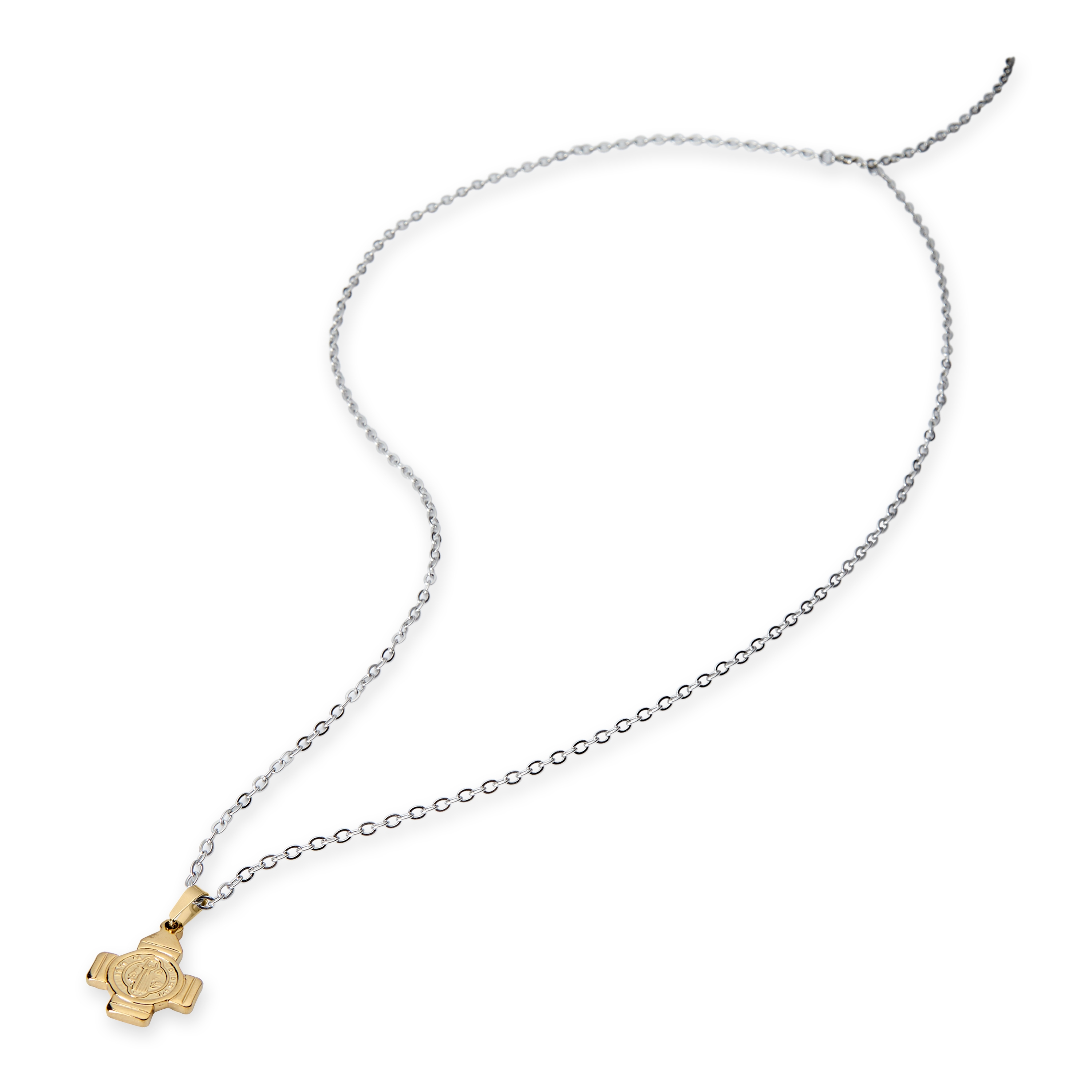 Arany tónusú Szent-Benedek-medálos acél nyaklánc - 6