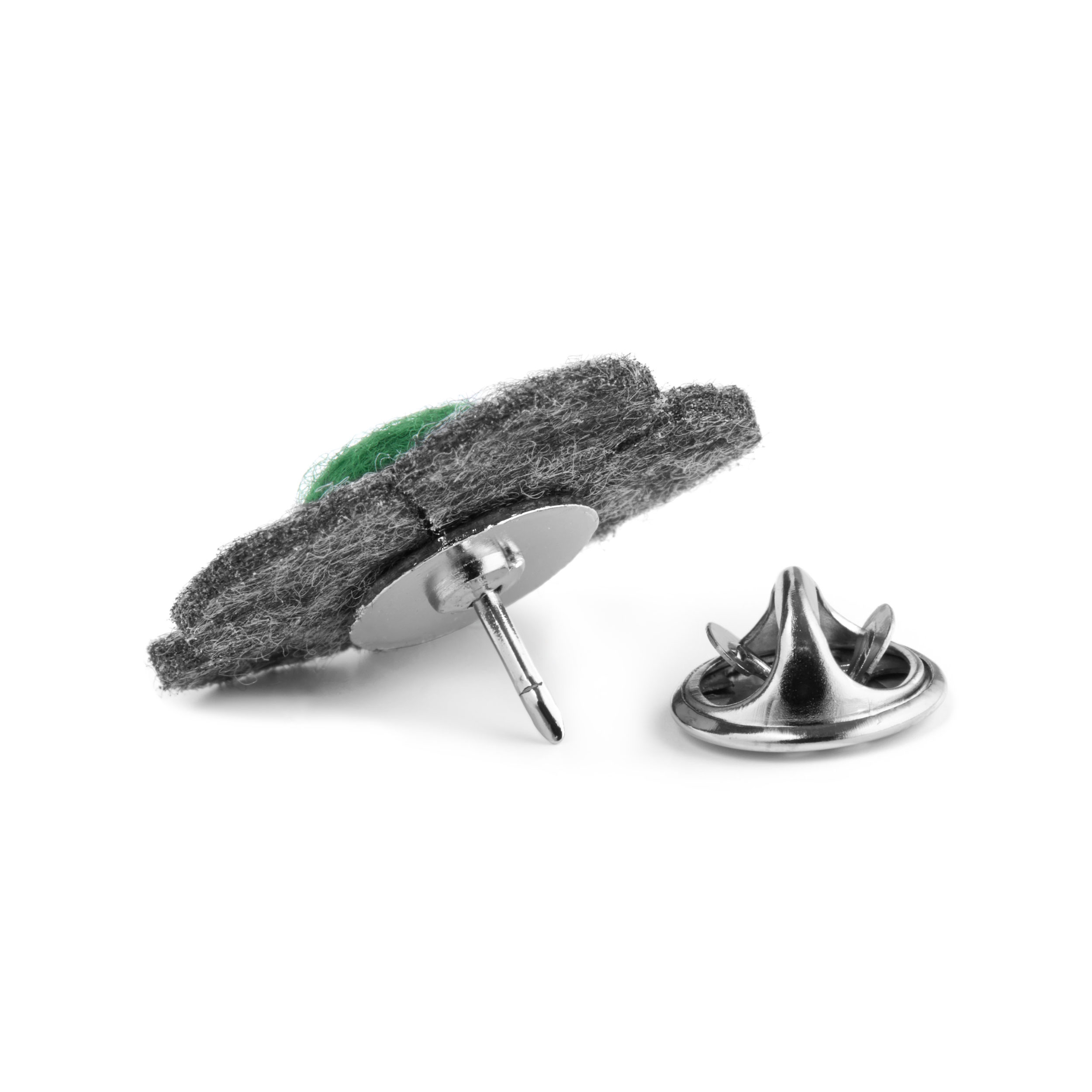 Green & Grey Felt Flower Lapel Pin - 3
