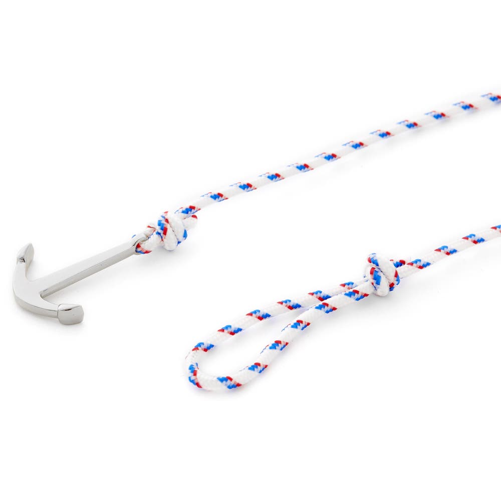 hover: White & Silver-Tone Anchor Bracelet hover: White & Silver-Tone Anchor Bracelet