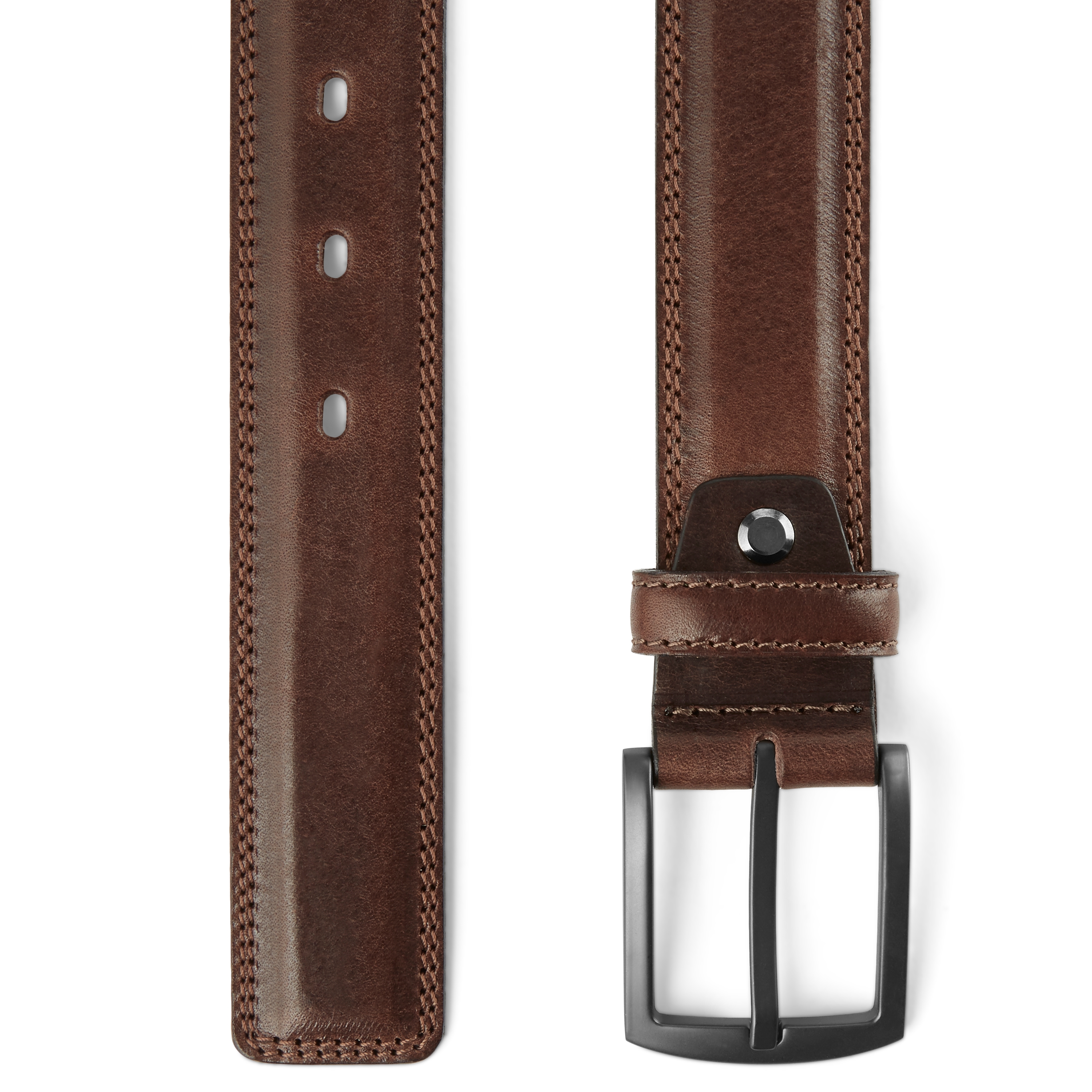 Classic Dark Brown Leather Belt - 2