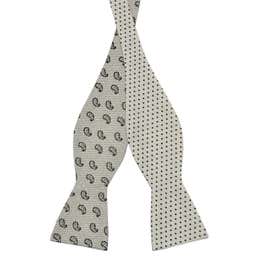 Ivory & Black Dotted Reversible Cotton Self-Tie Bow Tie