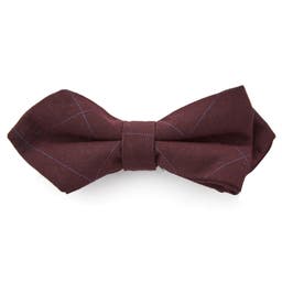 Burgundy Chequered Pointy Bow Tie