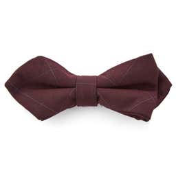 Burgundy & Arctic Blue Chequered Pointy Cotton Pre-Tied Bow Tie