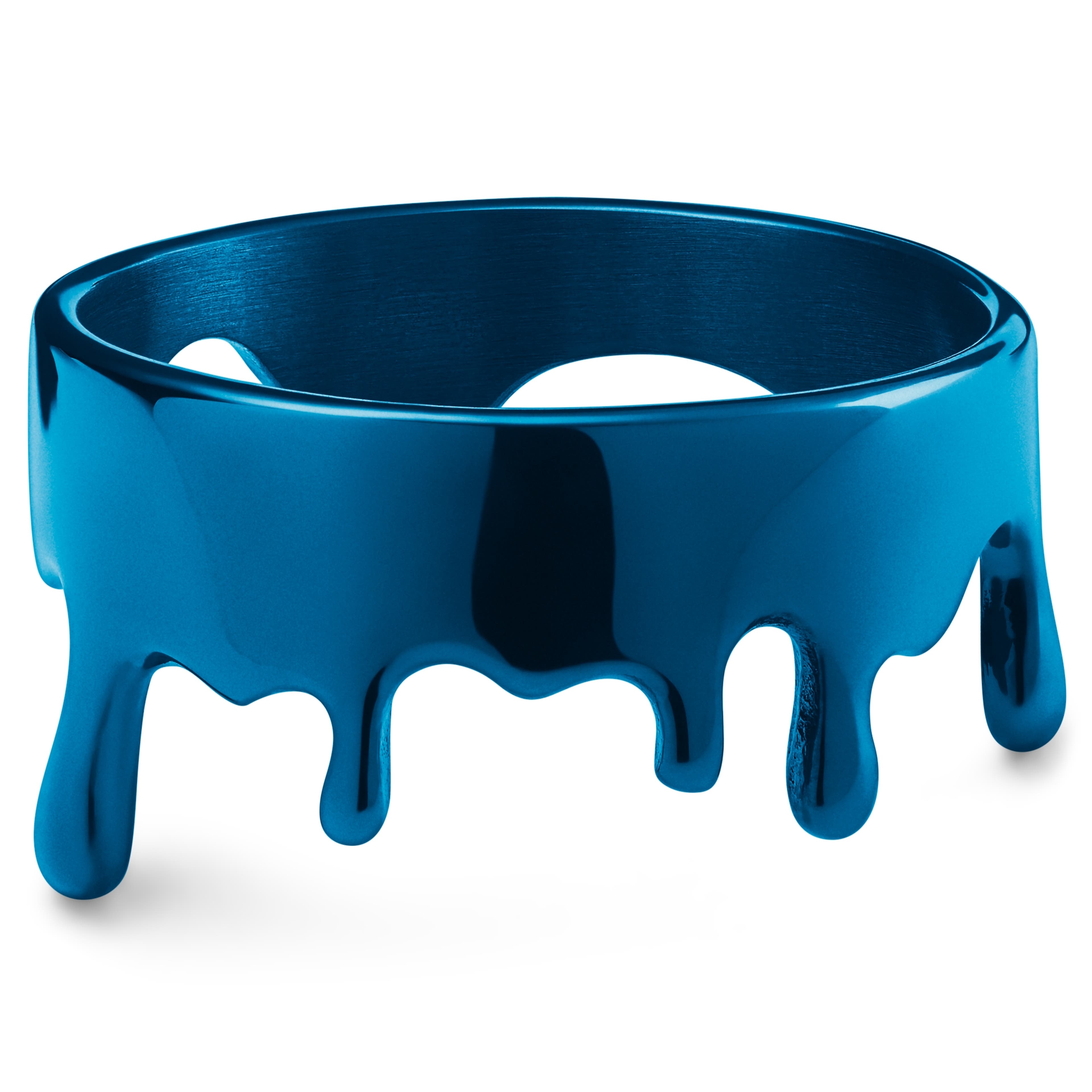 Fahrenheit | Inel albastru din oțel inoxidabil cu design topit