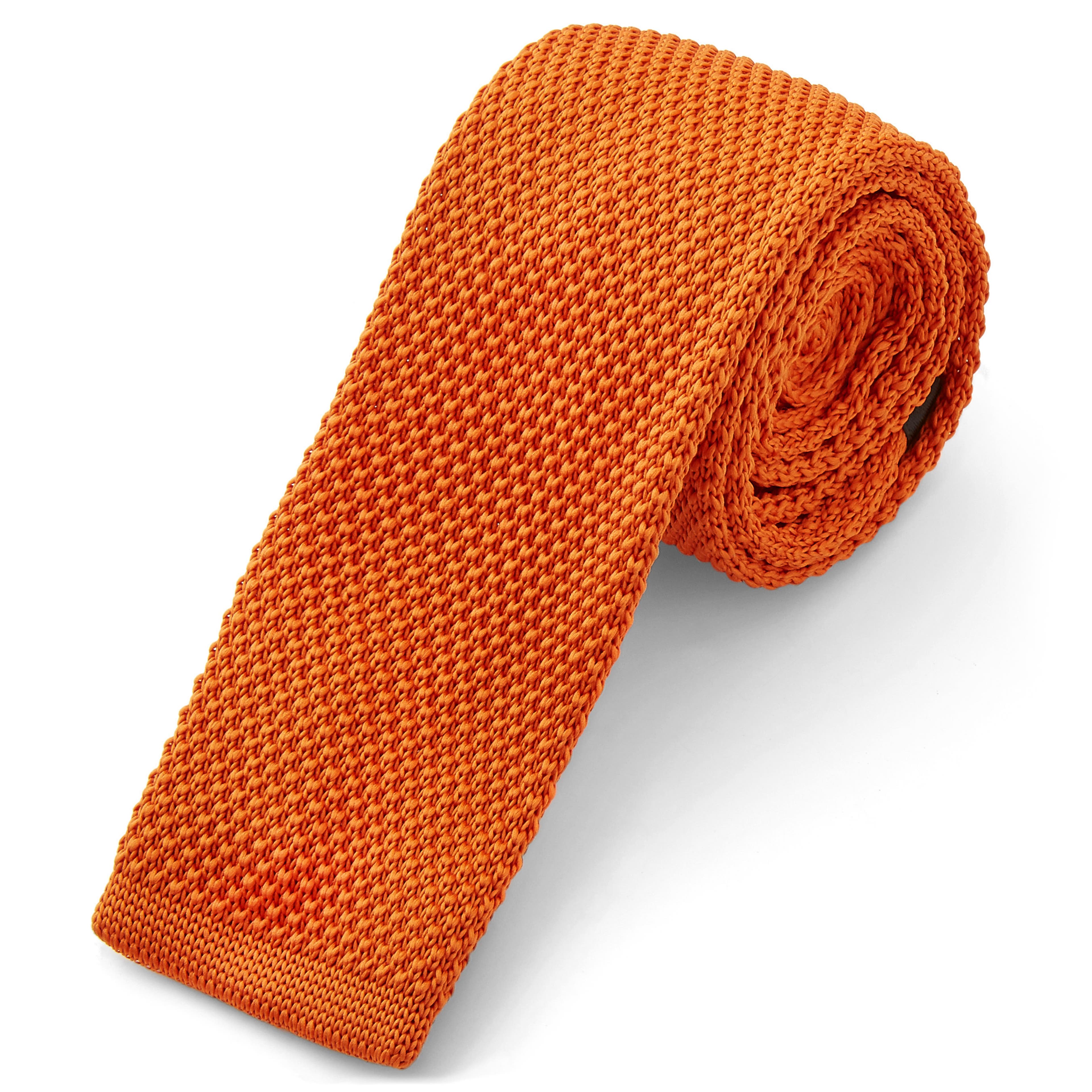 Pomarańczowy krawat z dzianiny