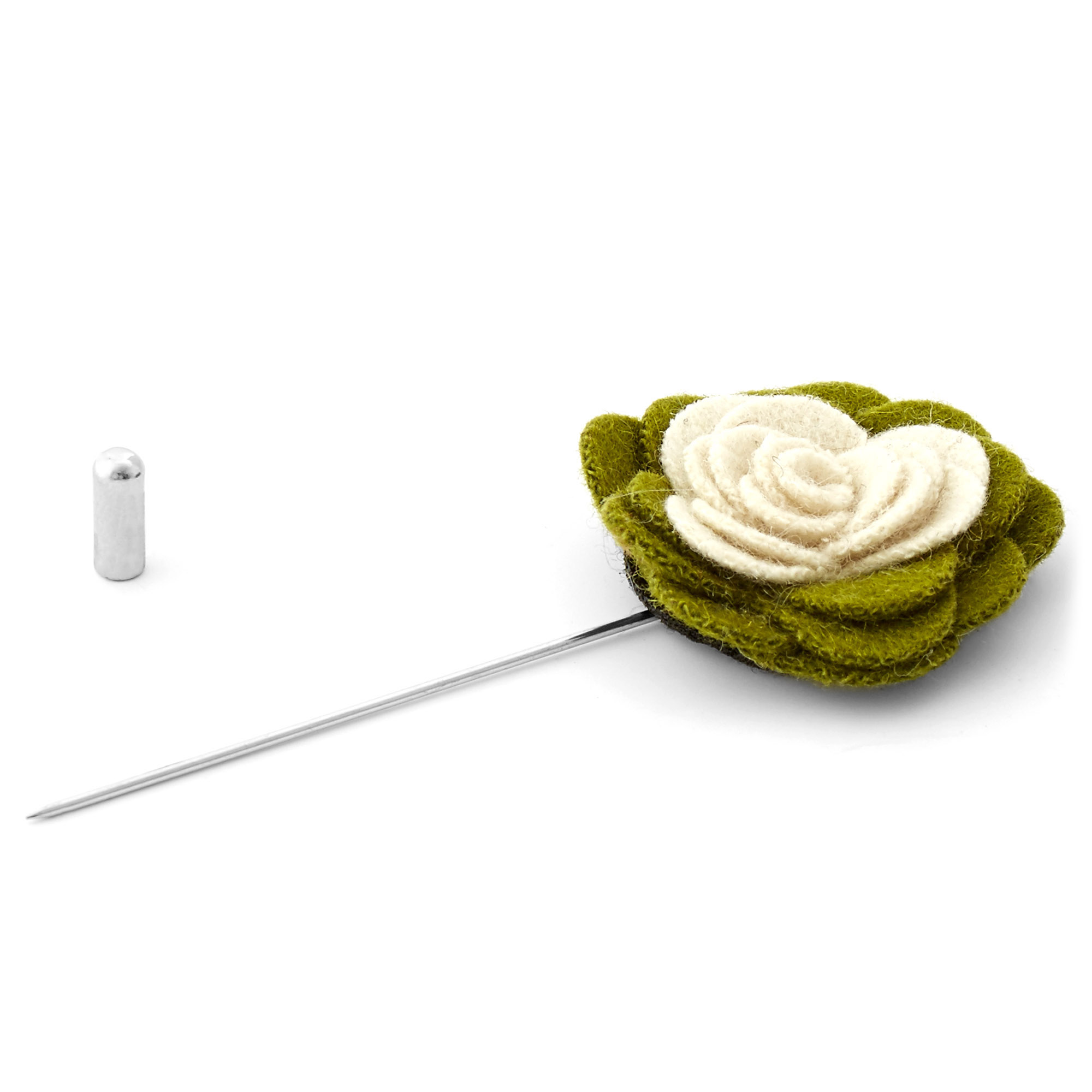Soft Cream & Olive Lapel Flower - 2
